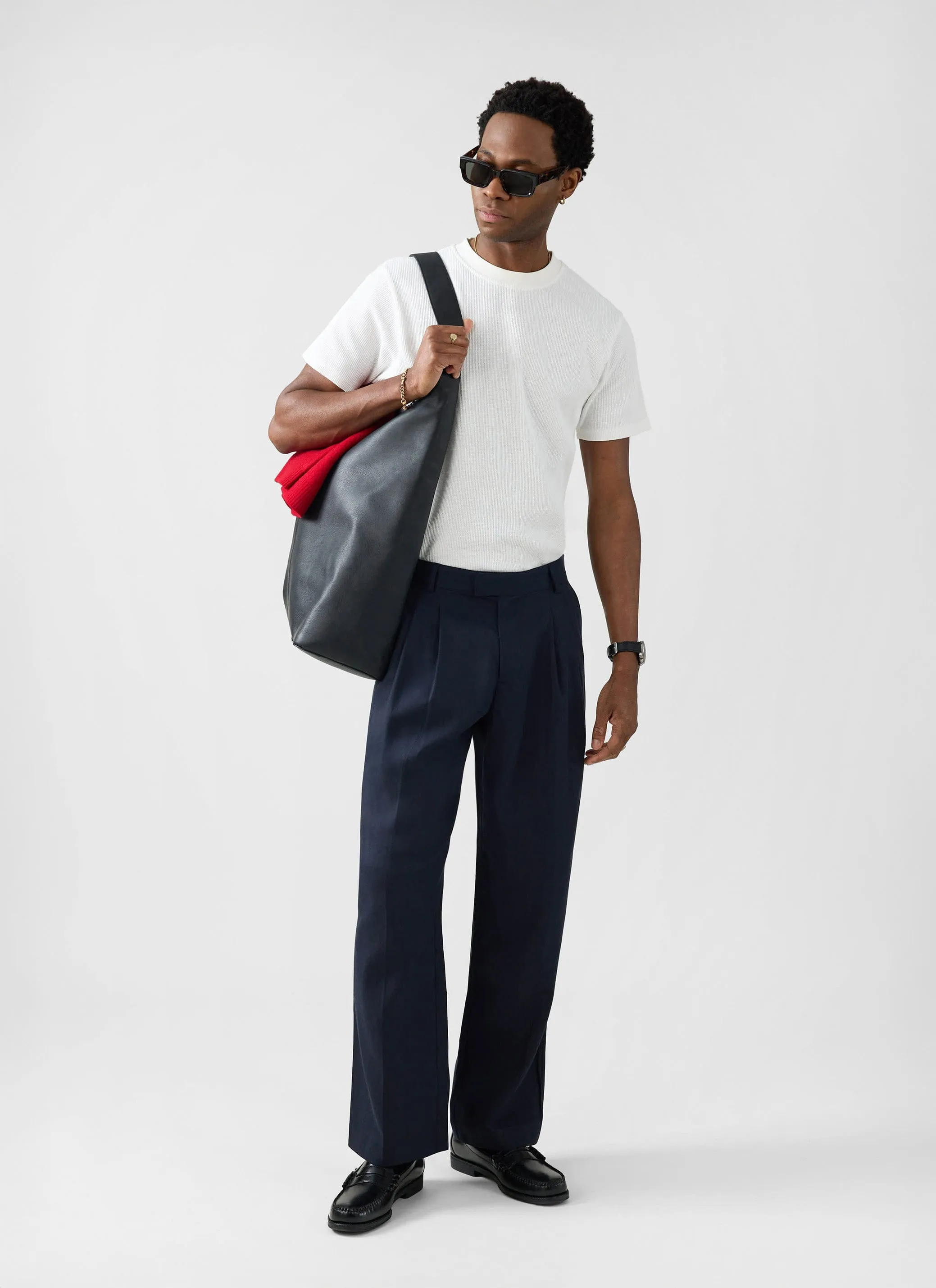 Pleated Leg Trousers | Lyocell | Navy sold by Percival product image thumbnail 5