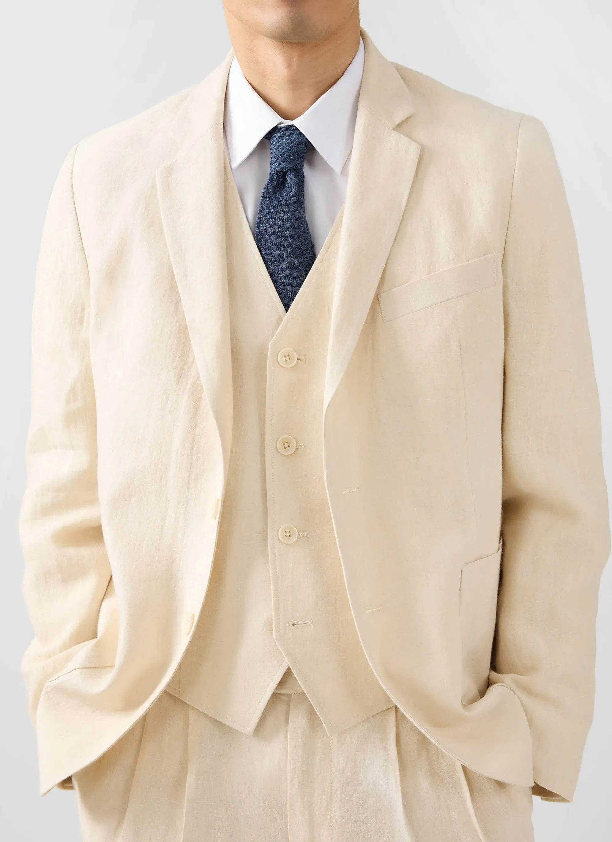 Clifton Double Breasted Blazer | Linen | Cream sold by Percival product image thumbnail 2