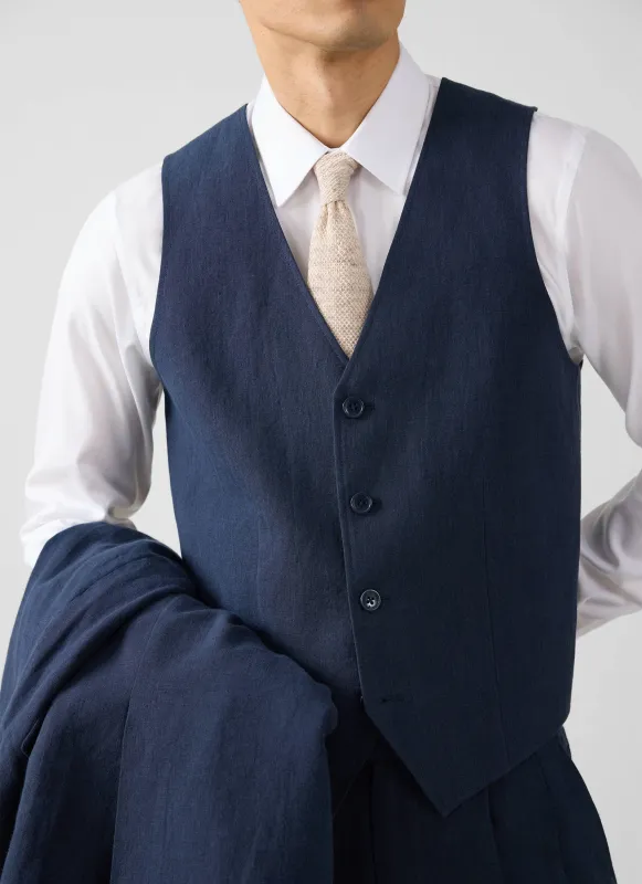 Waistcoat | Linen | Navy sold by Percival