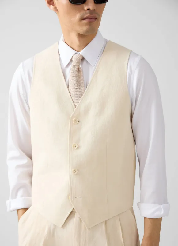 Waistcoat | Linen | Cream sold by Percival