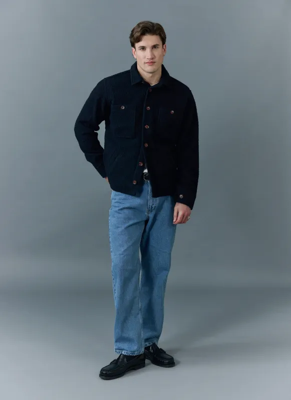 Blanket Overshirt | Casentino Wool | Navy sold by Percival