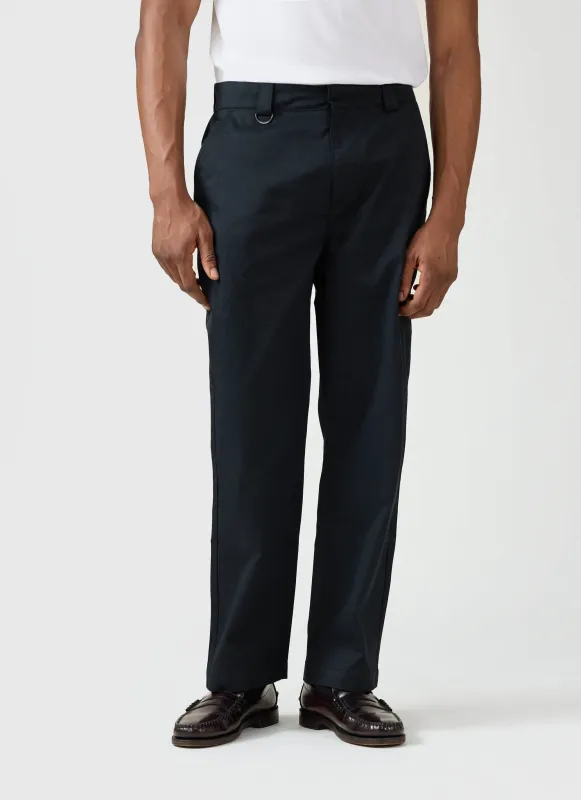 Straight Leg Trouser | Twill | Black sold by Percival
