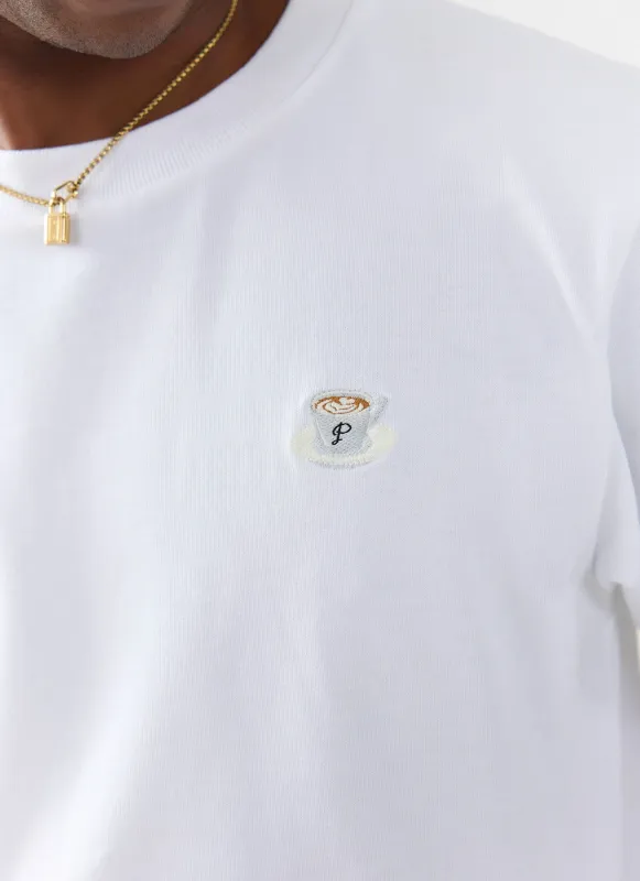 Flat White Embroidered T Shirt | Organic Cotton | White made by Percival