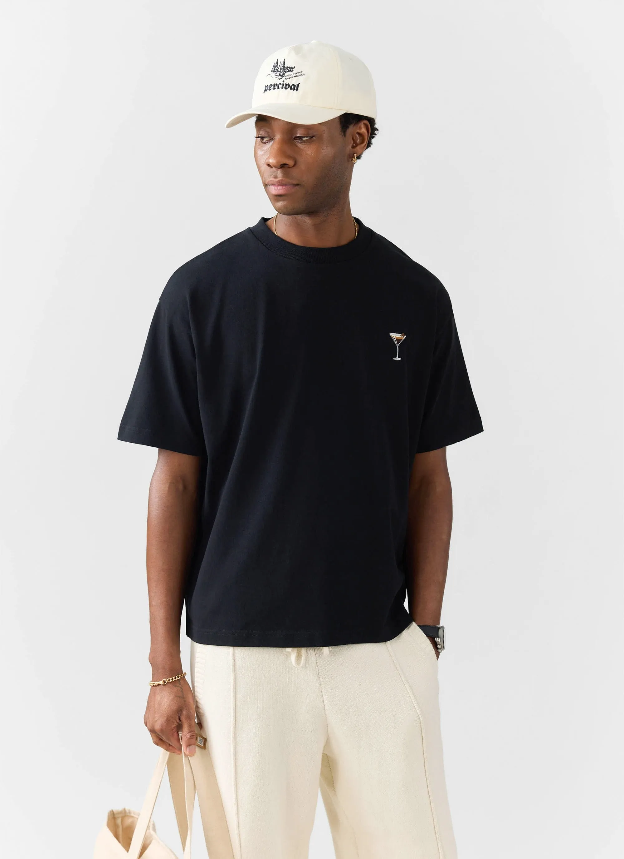 Espresso Martini Oversized Embroidered T Shirt | Organic Cotton | Black sold by Percival product image thumbnail 2