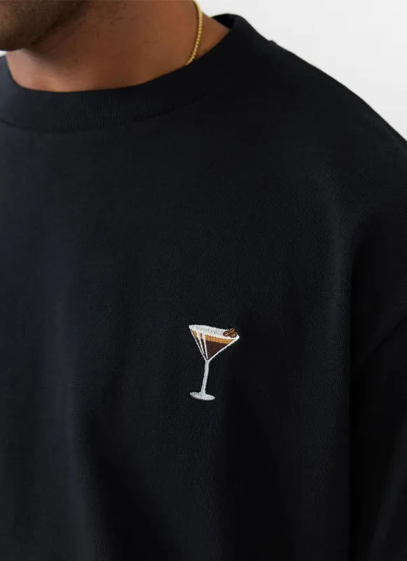 Espresso Martini Oversized Embroidered T Shirt | Organic Cotton | Black sold by Percival