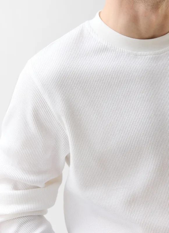Waffle Long Sleeve T Shirt | Cotton | White made by Percival