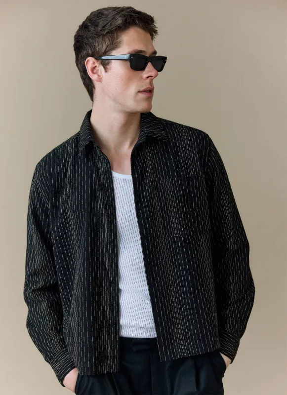 Leland Cuban Boxy Shirt | Cotton | Black sold by Percival