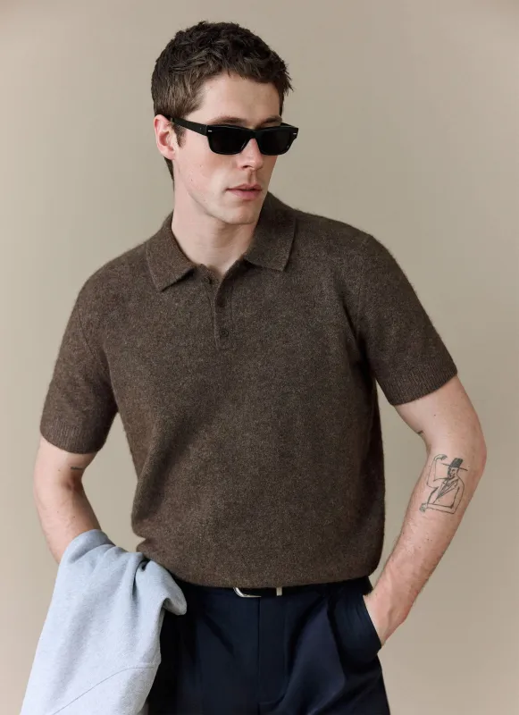 Collins Knitted Polo | Yak | Espresso made by Percival