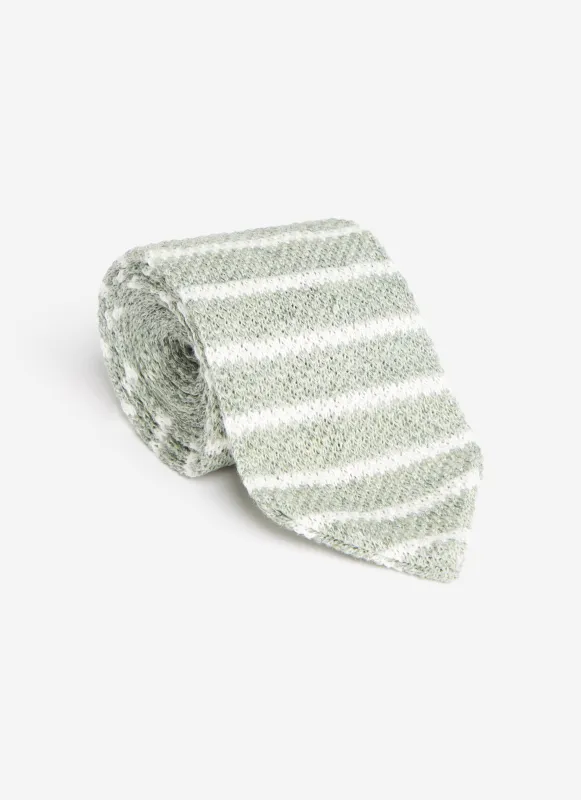 Stripe Linen Tie | Forest Marl made by Percival