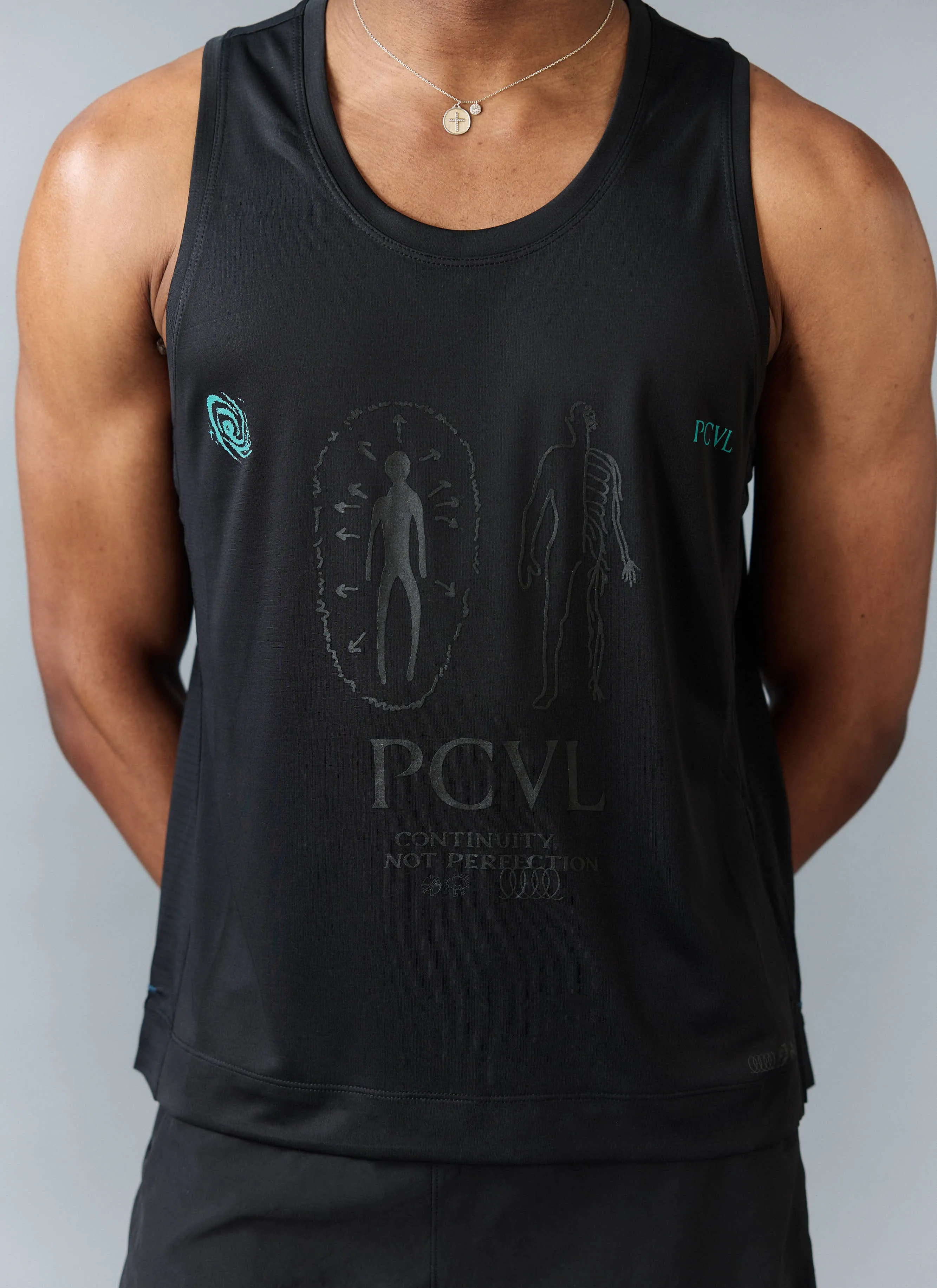 PCVL Graphic Printed Performance Vest | Black sold by Percival