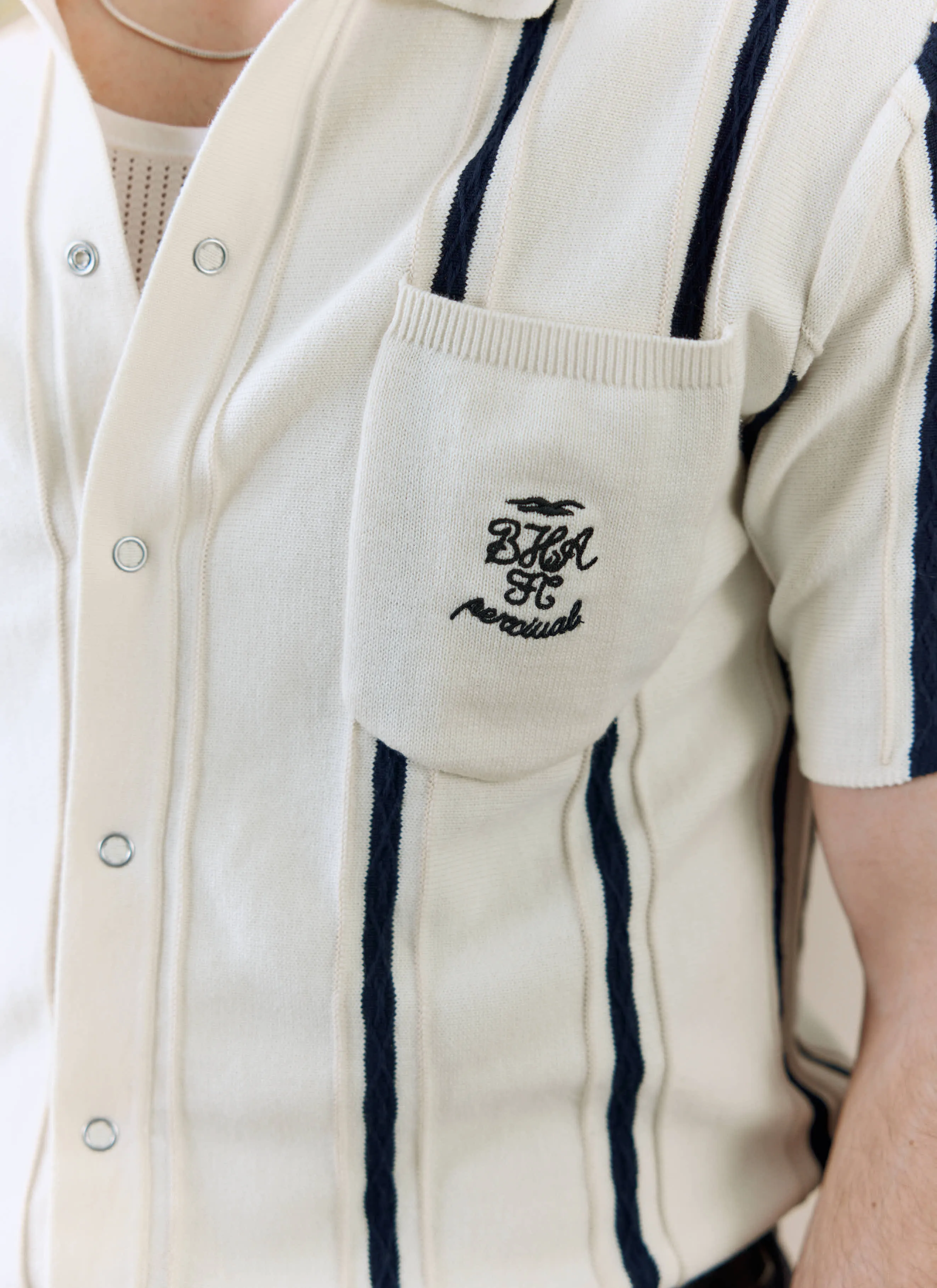 Cable Stripe Knitted Shirt | Brighton & Hove Albion F.C. x Percival | Cream sold by Percival product image thumbnail 2