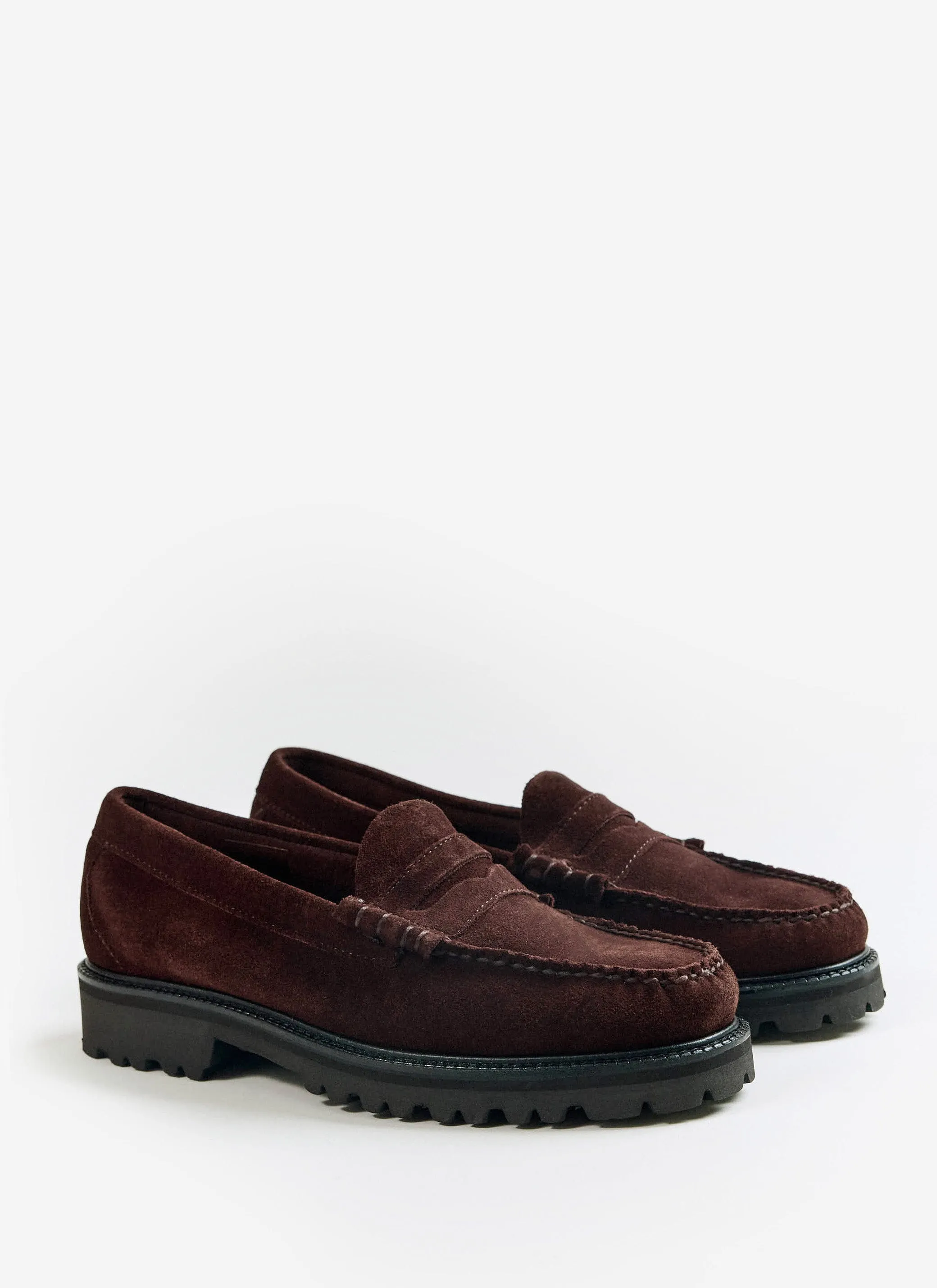 G.H.Bass | Weejun 90 Larson Loafer | Chocolate Suede sold by Percival
