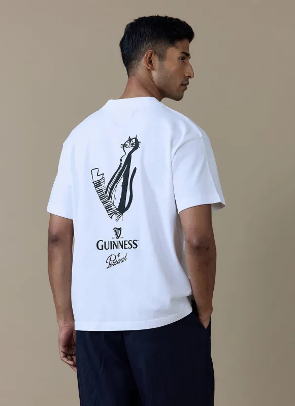 Soloist Cat Oversized T Shirt | Guinness x Percival | White made by Percival