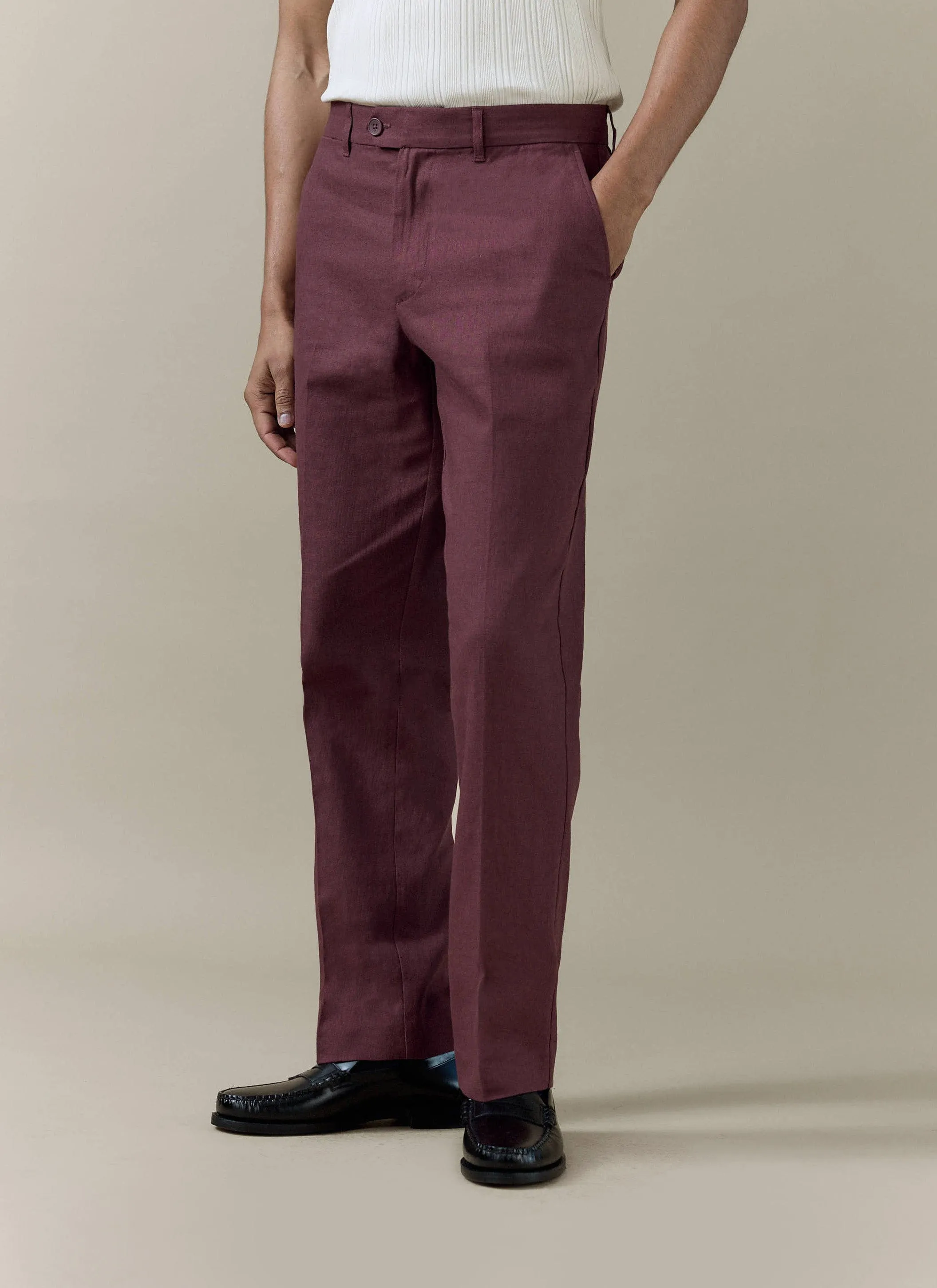 Tailored Trousers | Linen | Merlot sold by Percival product image thumbnail 4