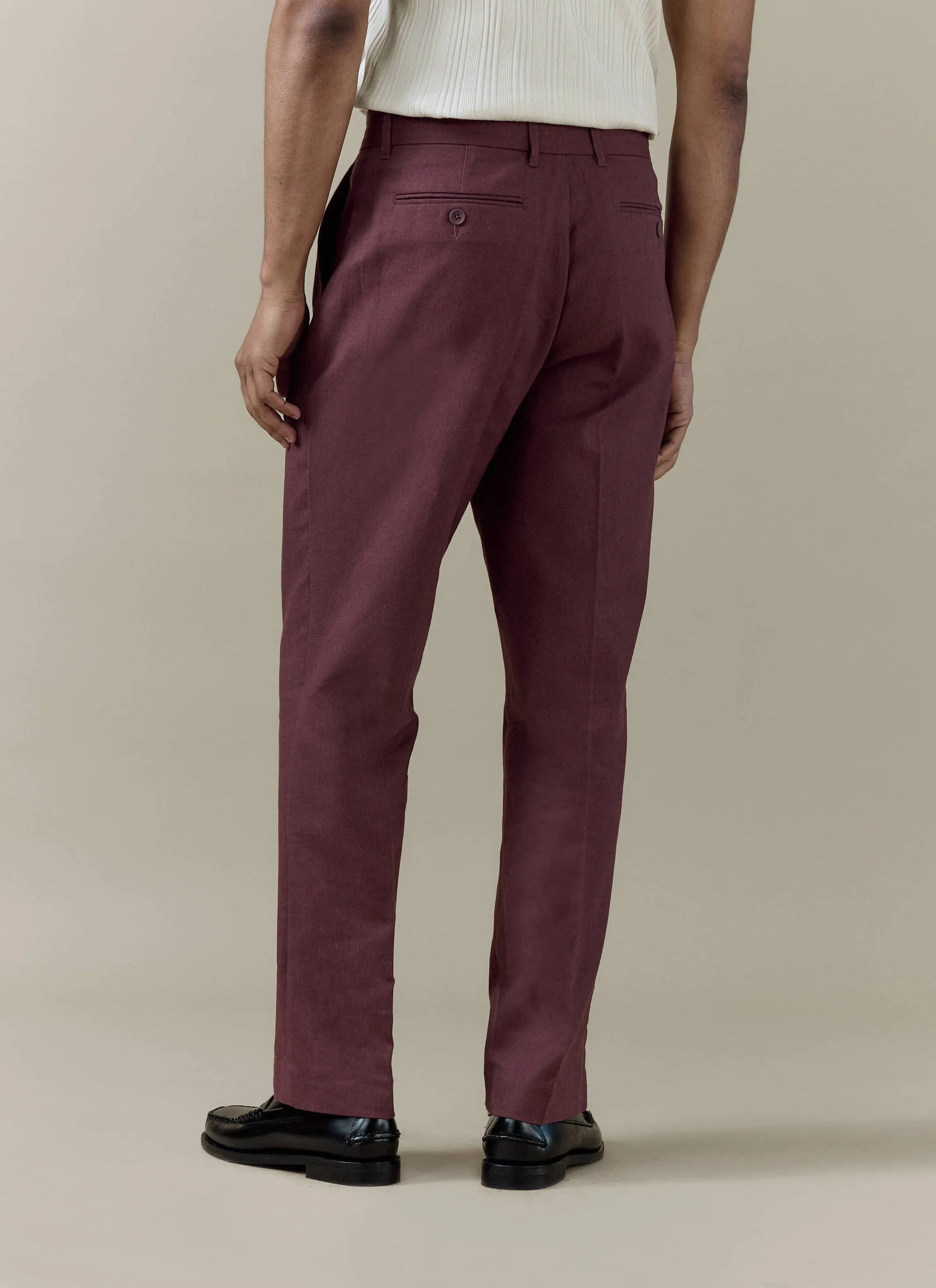 Tailored Trousers | Linen | Merlot sold by Percival product image thumbnail 3