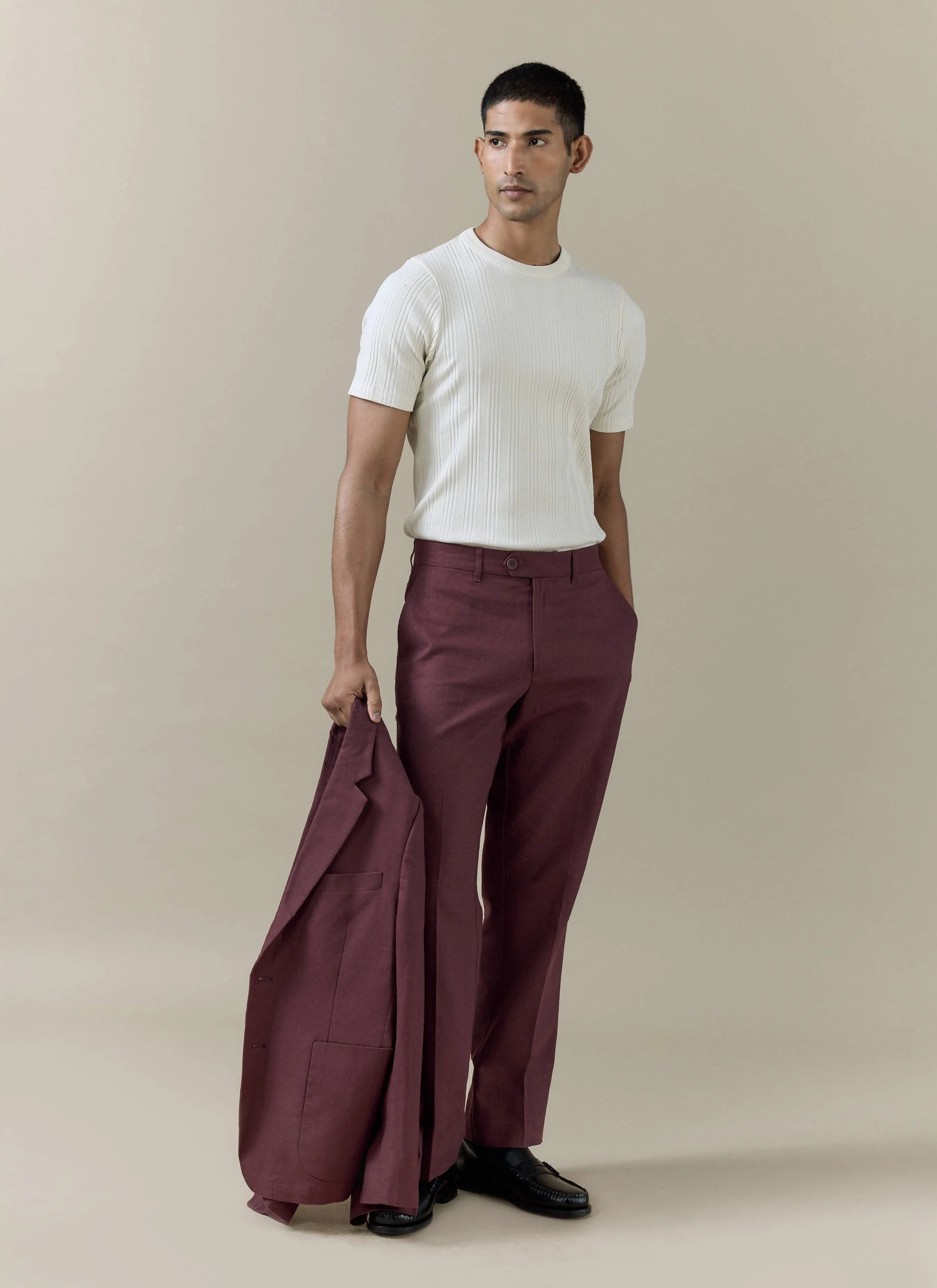 Tailored Trousers | Linen | Merlot sold by Percival product image thumbnail 2
