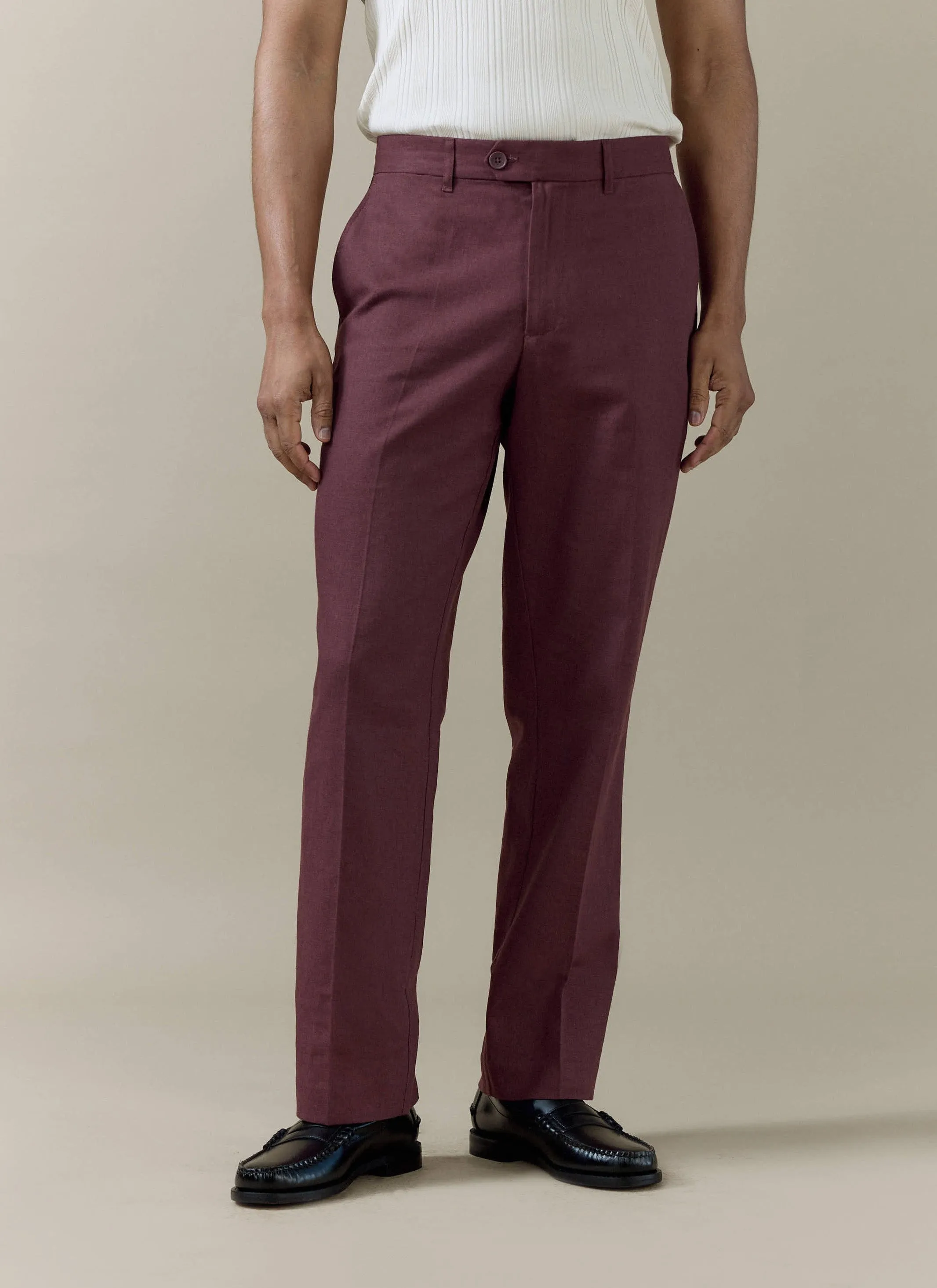 Tailored Trousers | Linen | Merlot sold by Percival