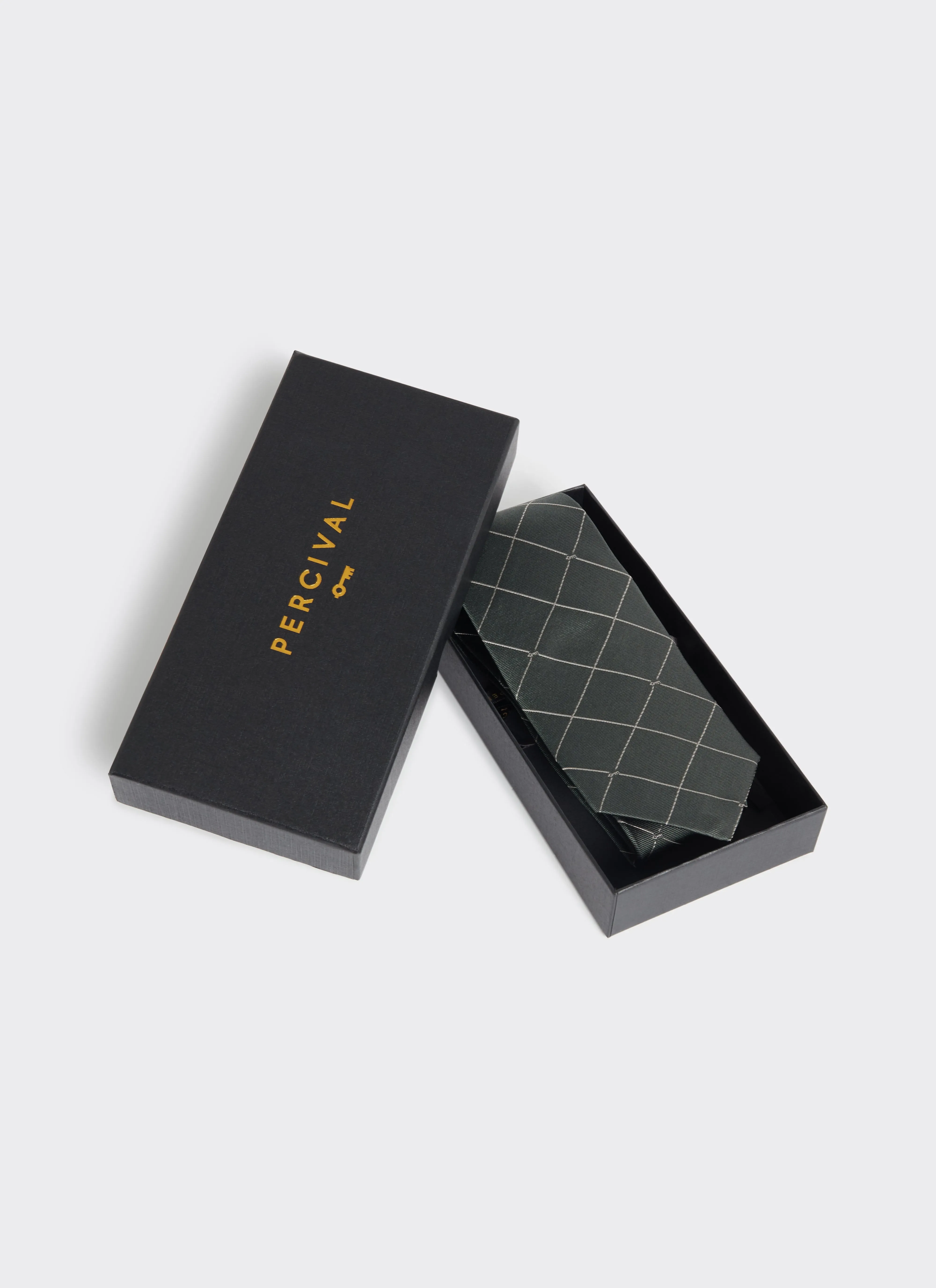 Window Pane Key Jacquard Tie | Silk | Forest sold by Percival product image thumbnail 4