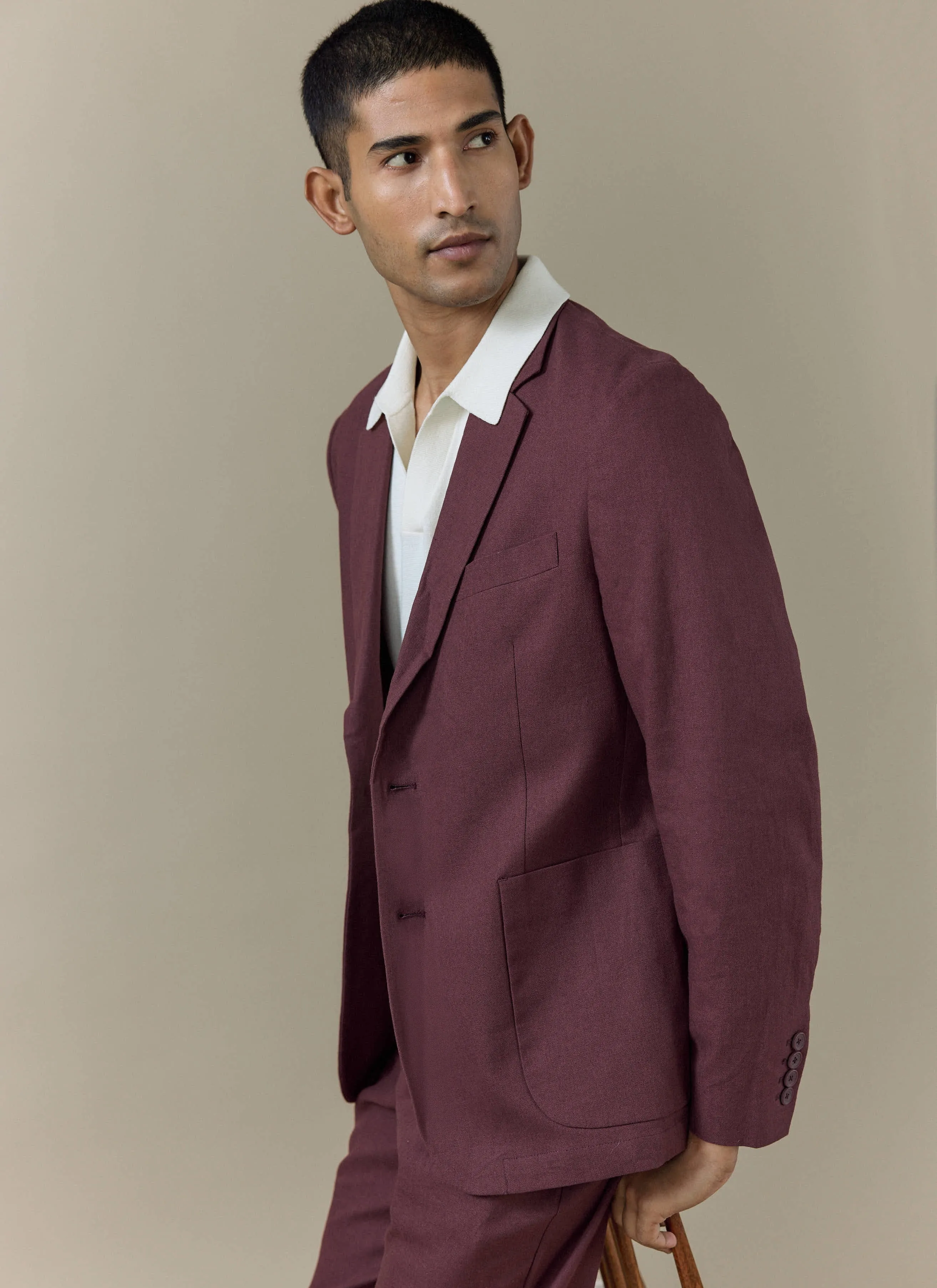 Tailored Blazer | Linen | Merlot sold by Percival product image thumbnail 2