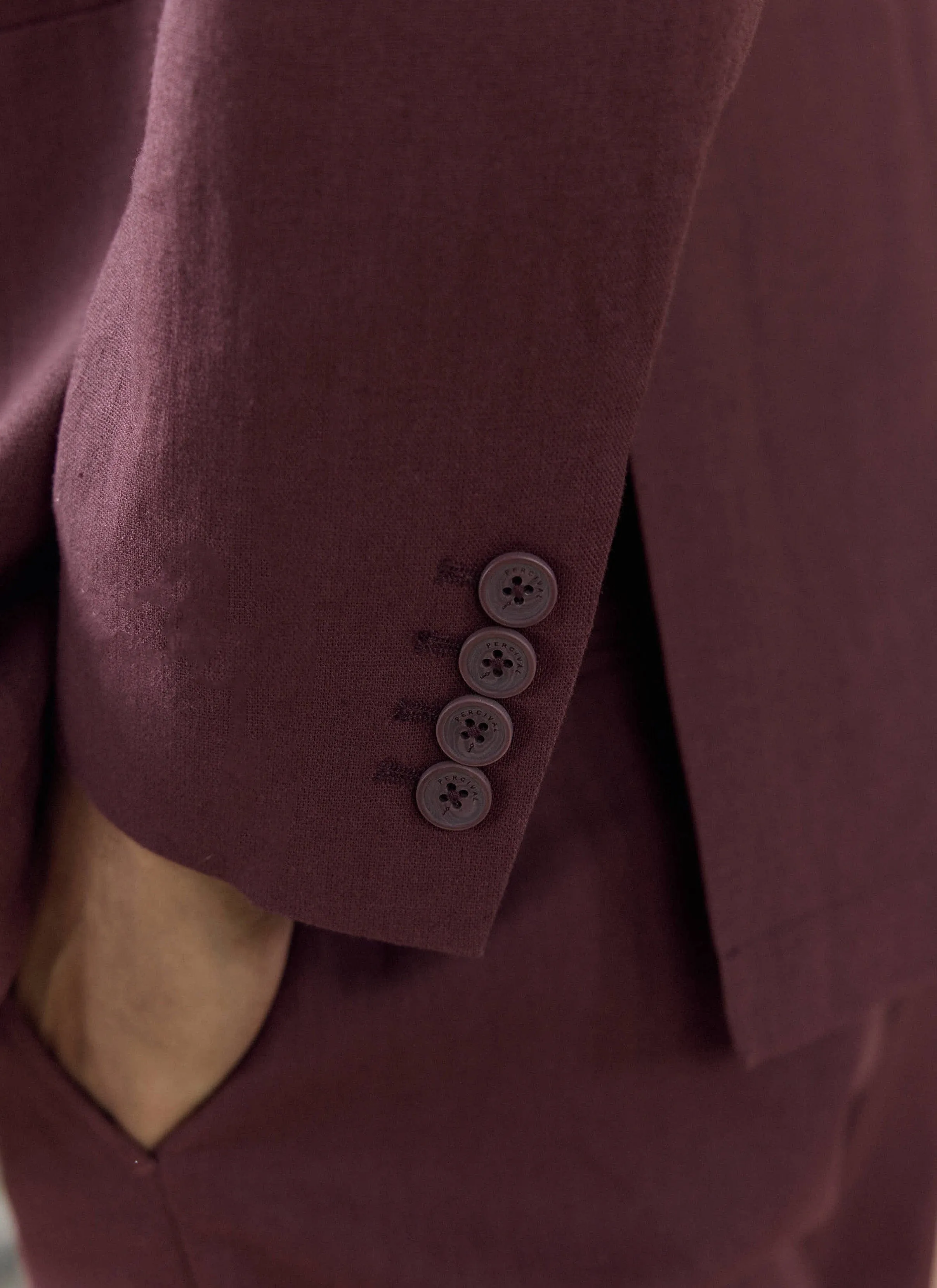 Tailored Blazer | Linen | Merlot sold by Percival product image thumbnail 3