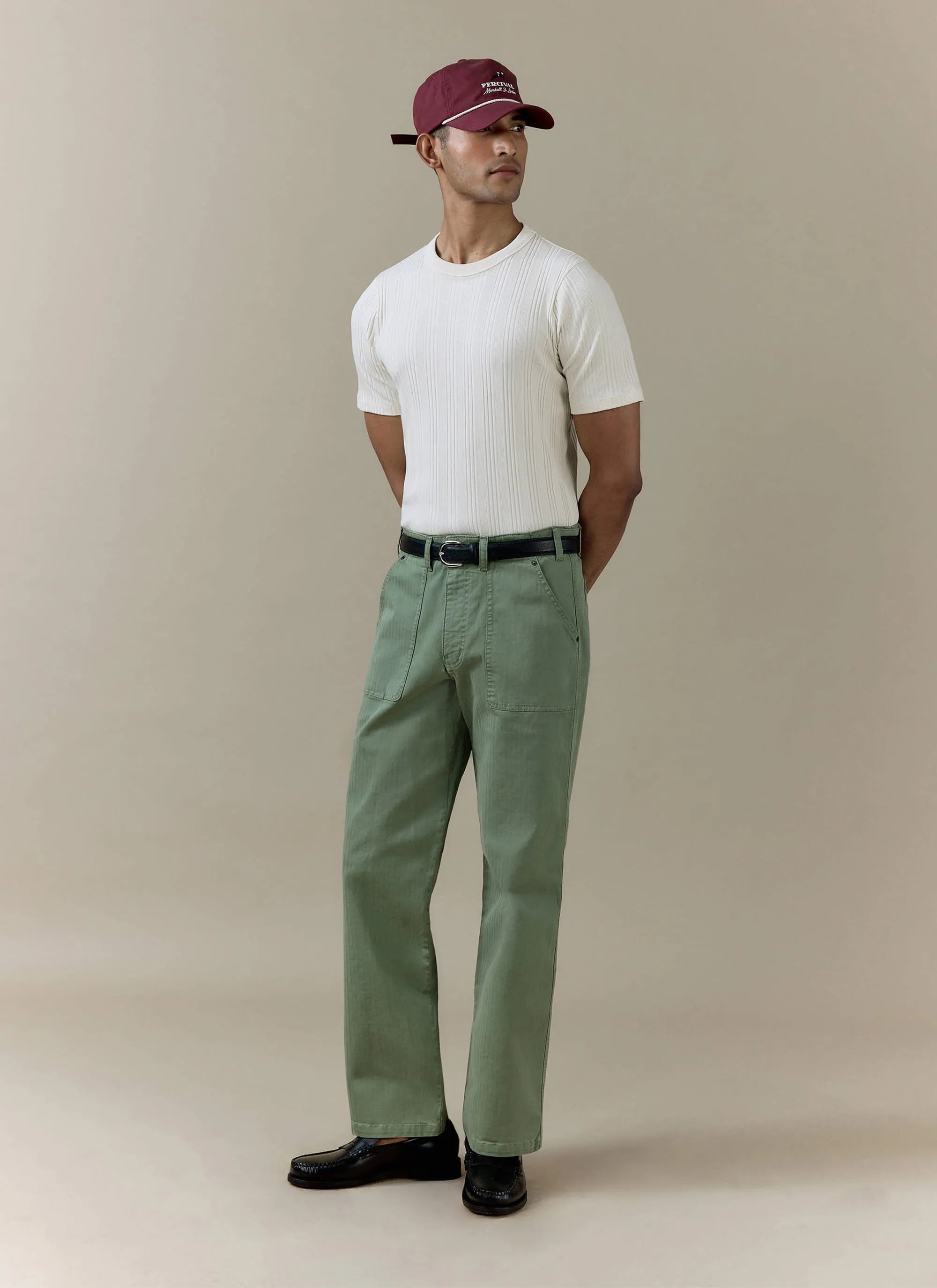 Lungo Carpenter Trousers | Cotton | Sage sold by Percival product image thumbnail 3