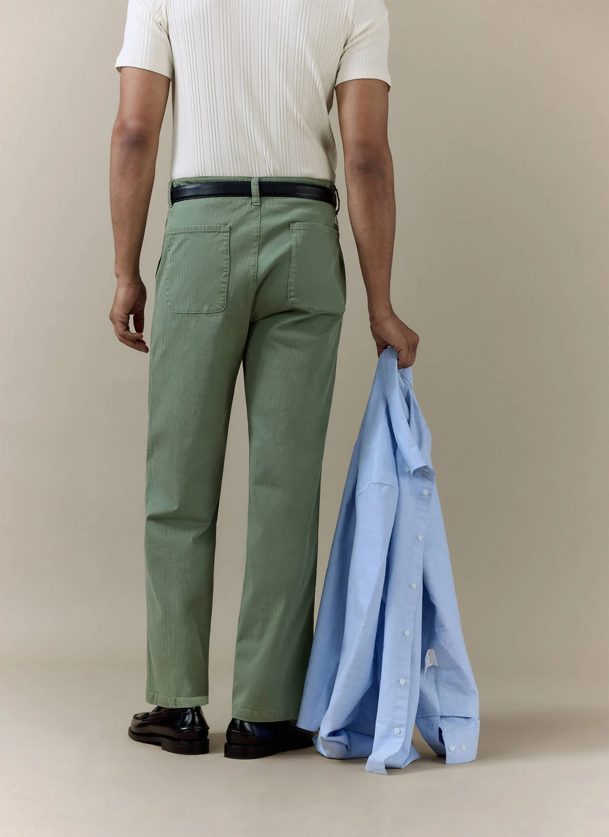 Lungo Carpenter Trousers | Cotton | Sage sold by Percival product image thumbnail 5