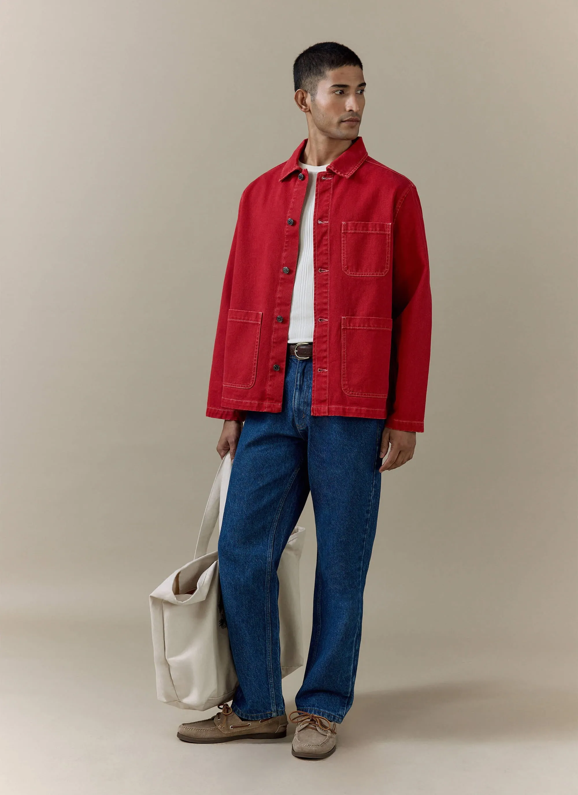 Vintage Wash Oliver Chore Jacket | Cotton Canvas | Red sold by Percival product image thumbnail 2