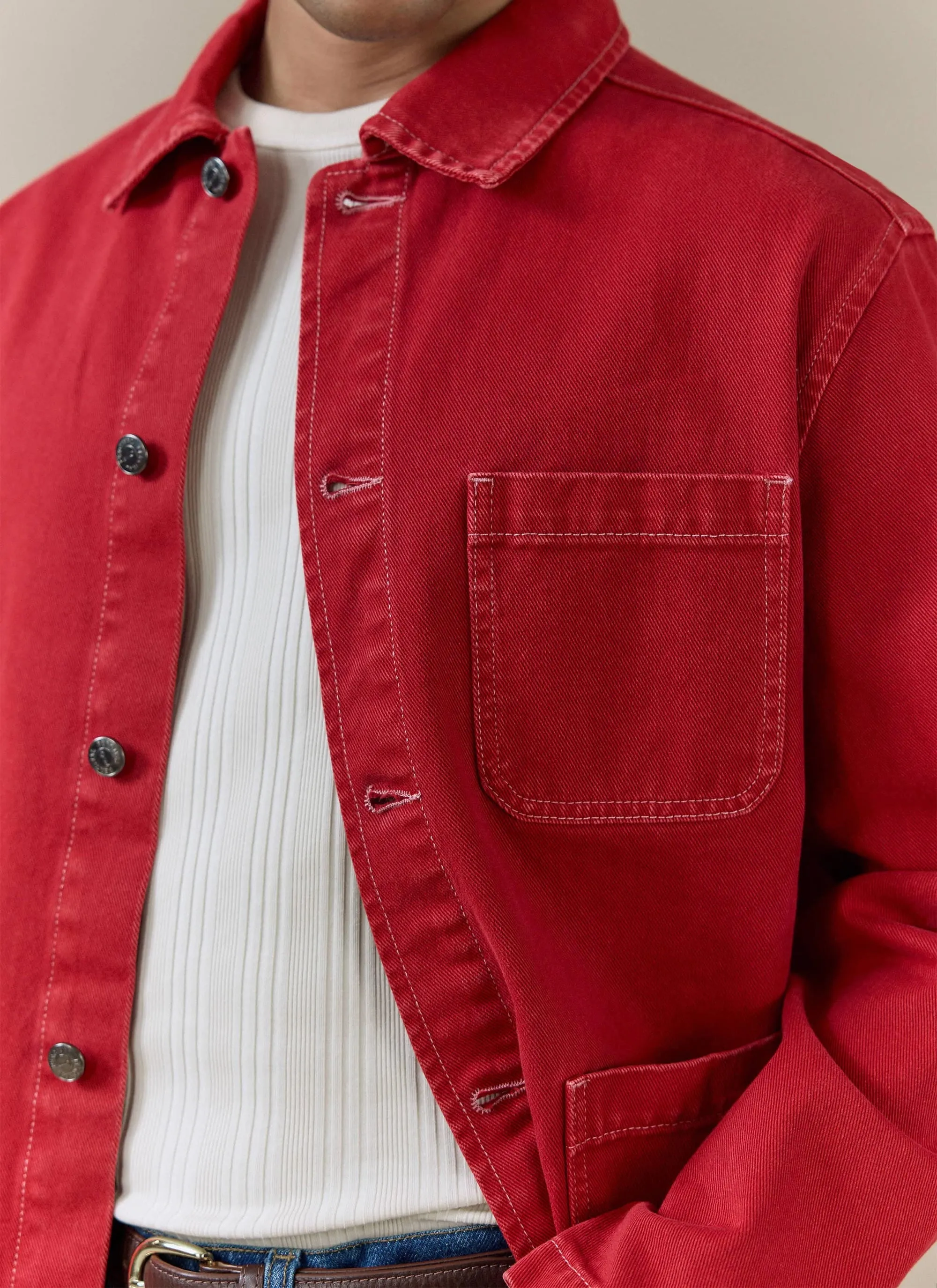 Vintage Wash Oliver Chore Jacket | Cotton Canvas | Red sold by Percival product image thumbnail 4