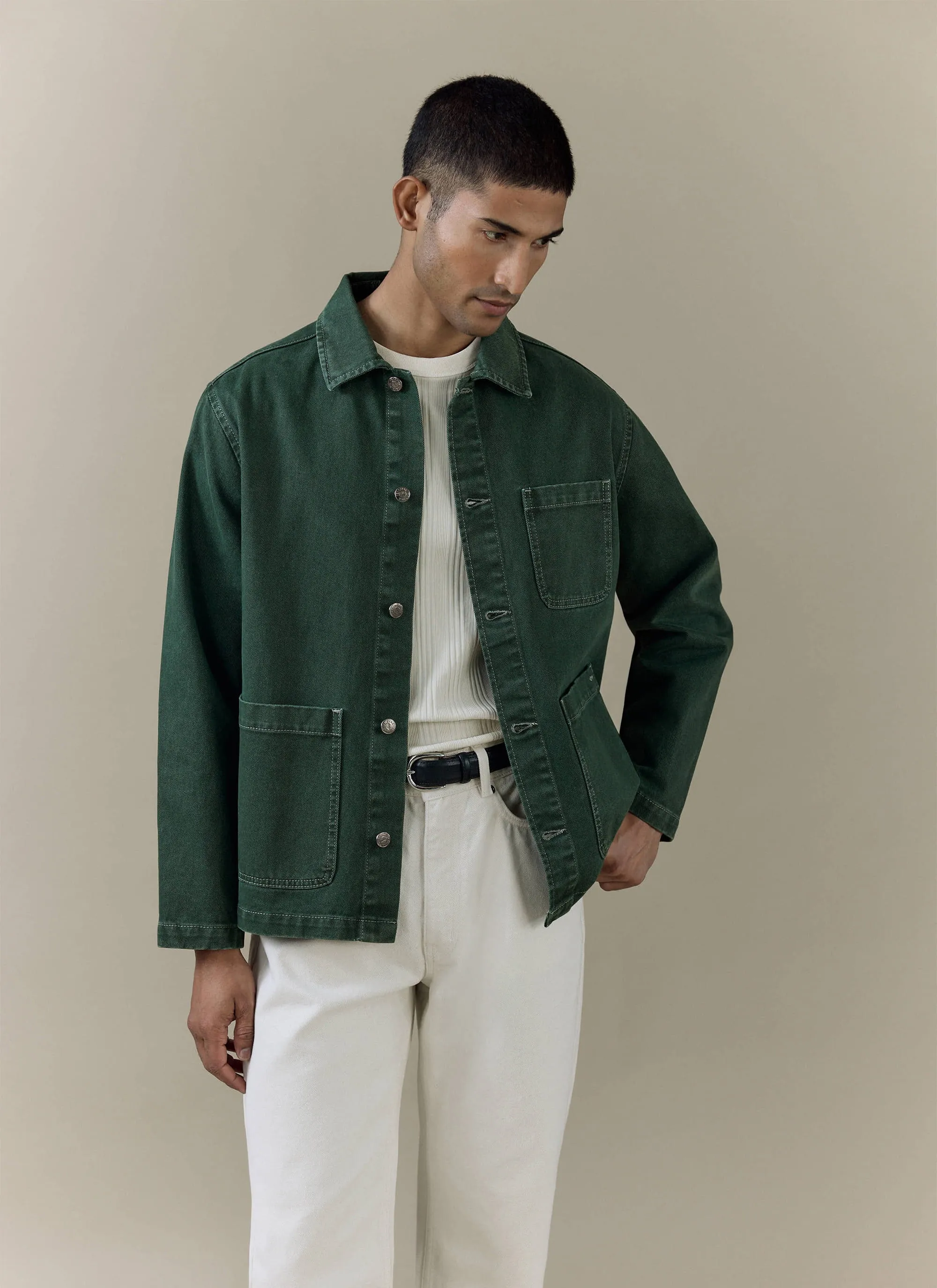 Vintage Wash Oliver Chore Jacket | Cotton Canvas | Forest sold by Percival product image thumbnail 5