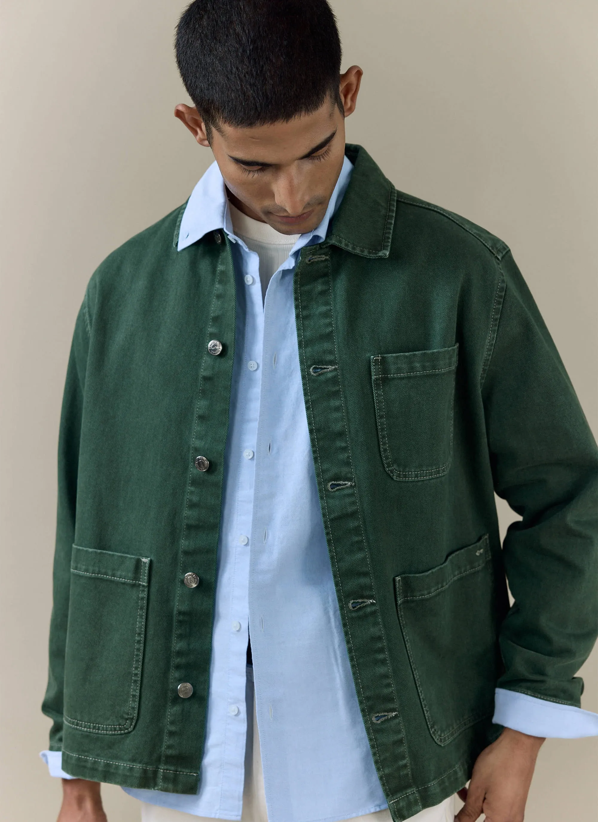 Vintage Wash Oliver Chore Jacket | Cotton Canvas | Forest sold by Percival product image thumbnail 3