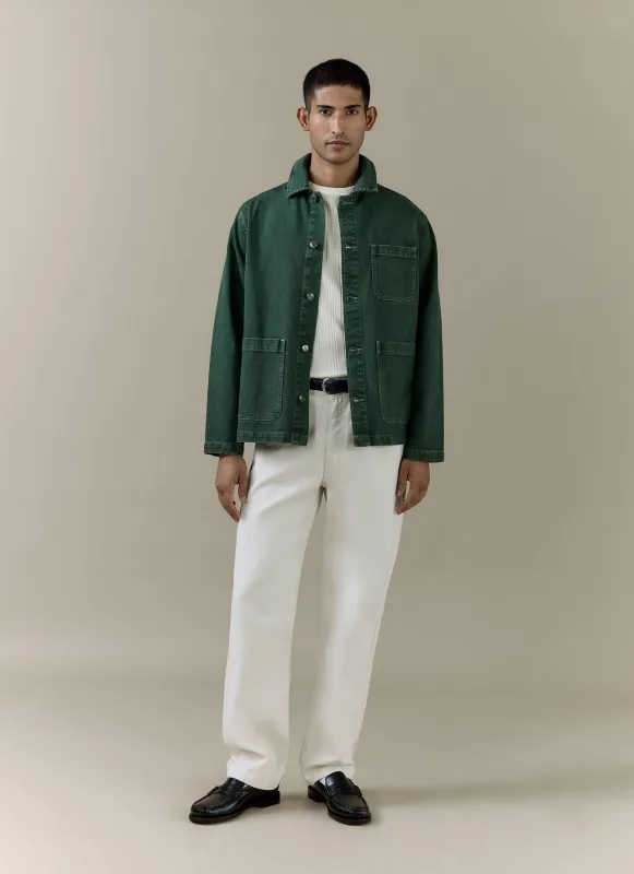 Vintage Wash Oliver Chore Jacket | Cotton Canvas | Forest made by Percival