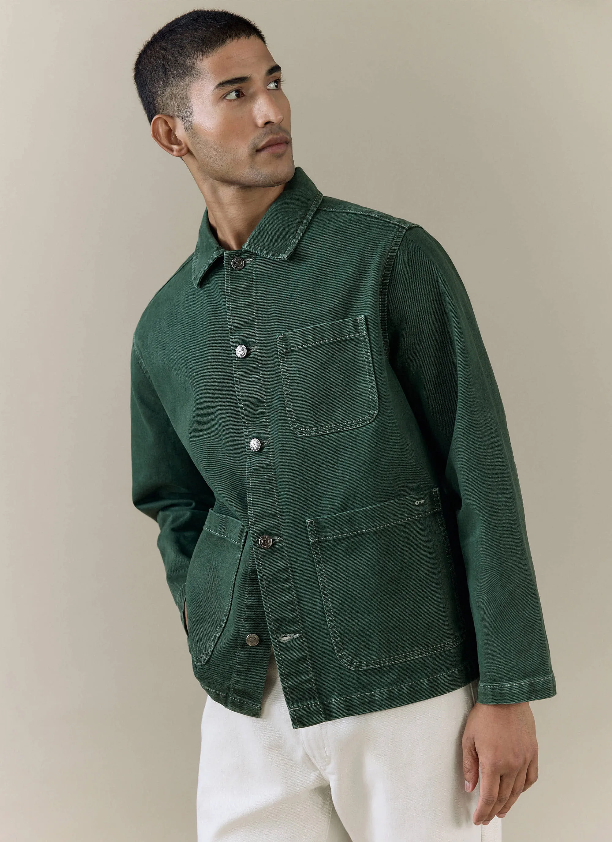 Vintage Wash Oliver Chore Jacket | Cotton Canvas | Forest sold by Percival product image thumbnail 2
