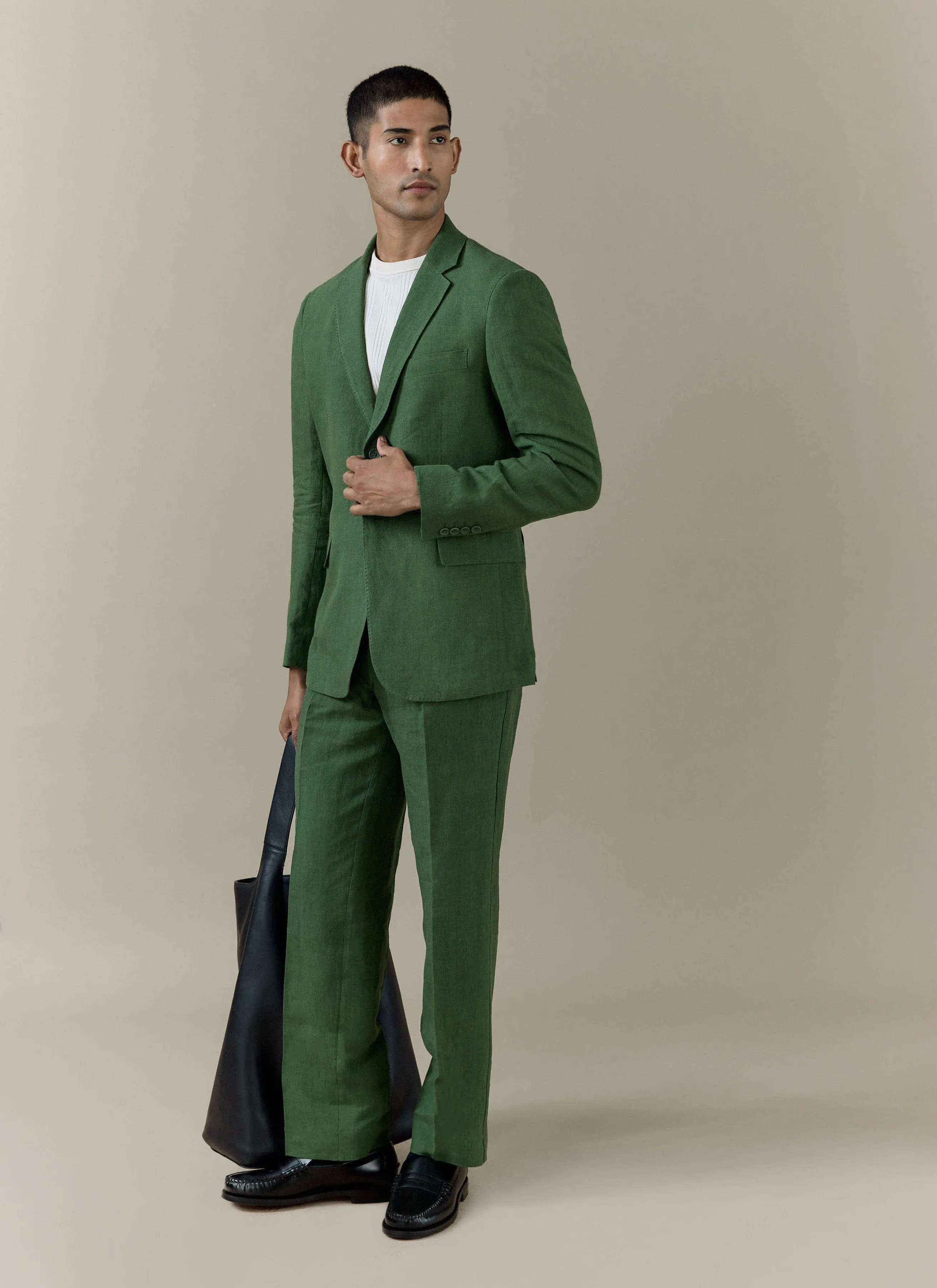 Slim Fit Classic Blazer | Linen | Forest sold by Percival product image thumbnail 4