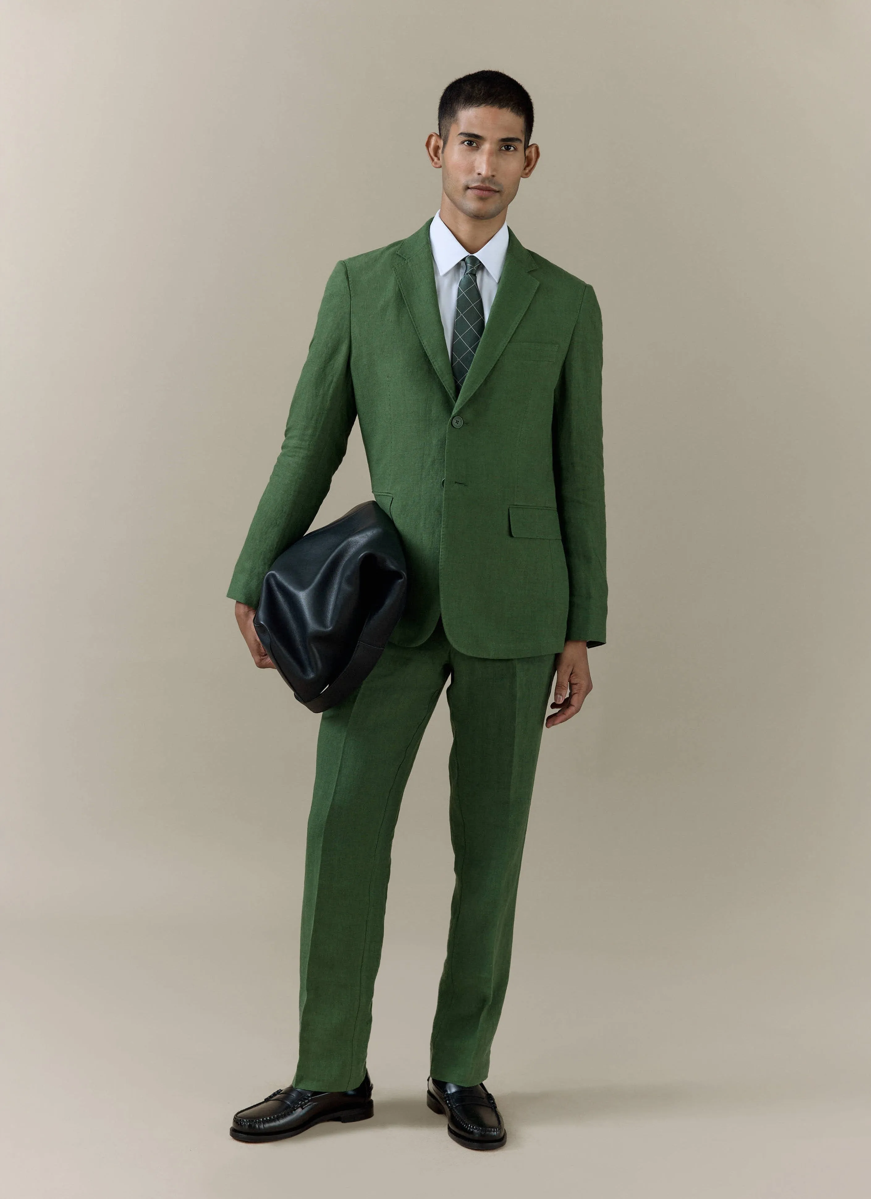 Slim Fit Classic Blazer | Linen | Forest sold by Percival