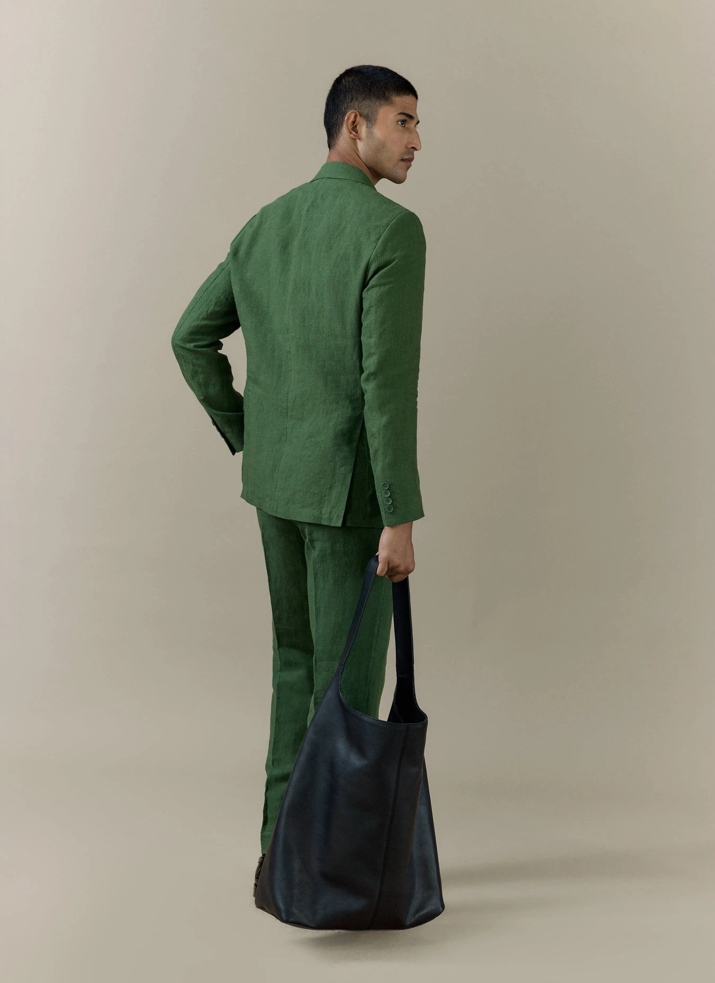 Slim Fit Classic Blazer | Linen | Forest sold by Percival product image thumbnail 5
