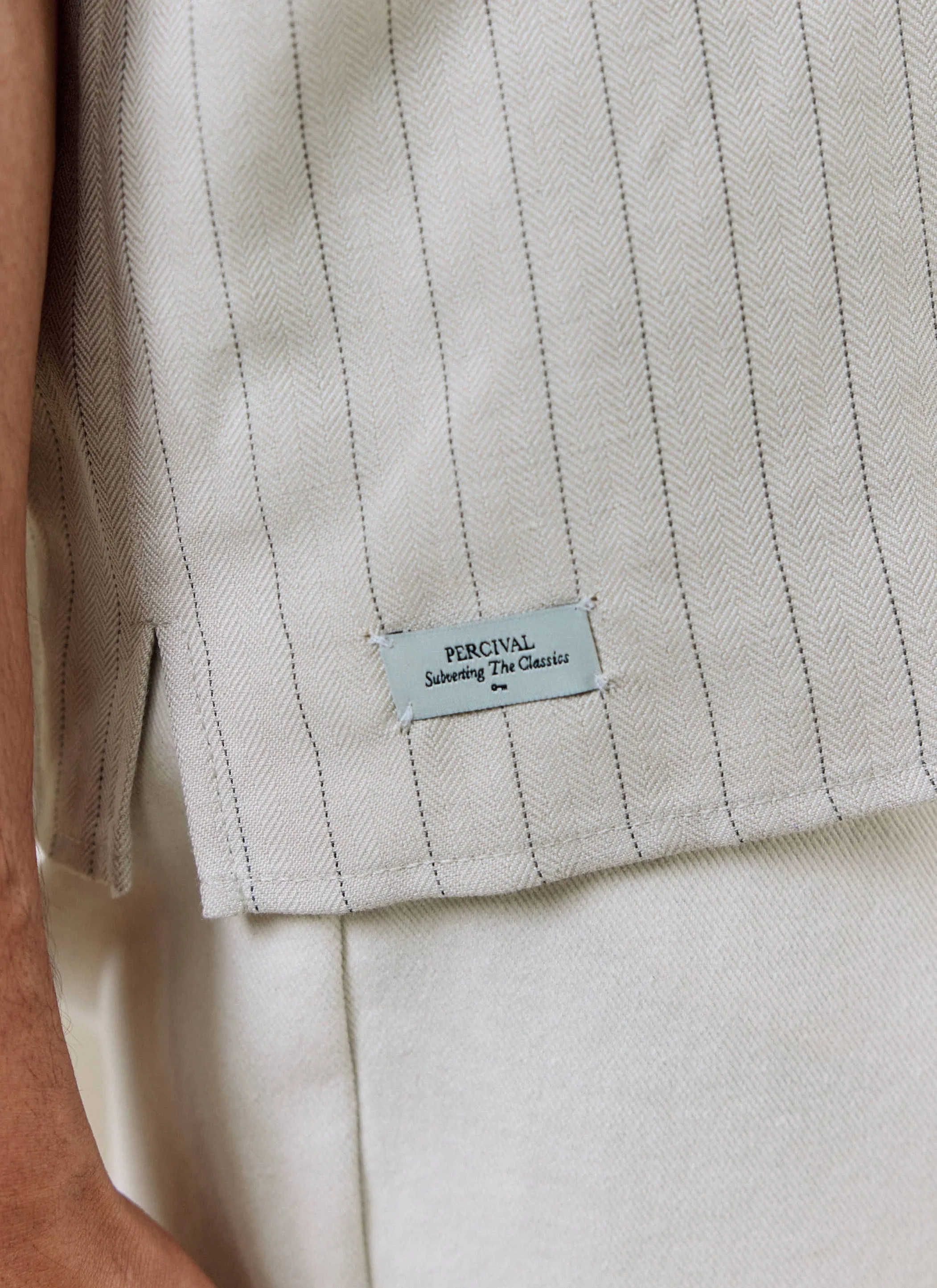 Striped Boxy Shirt | Linen Blend | Cream sold by Percival product image thumbnail 3