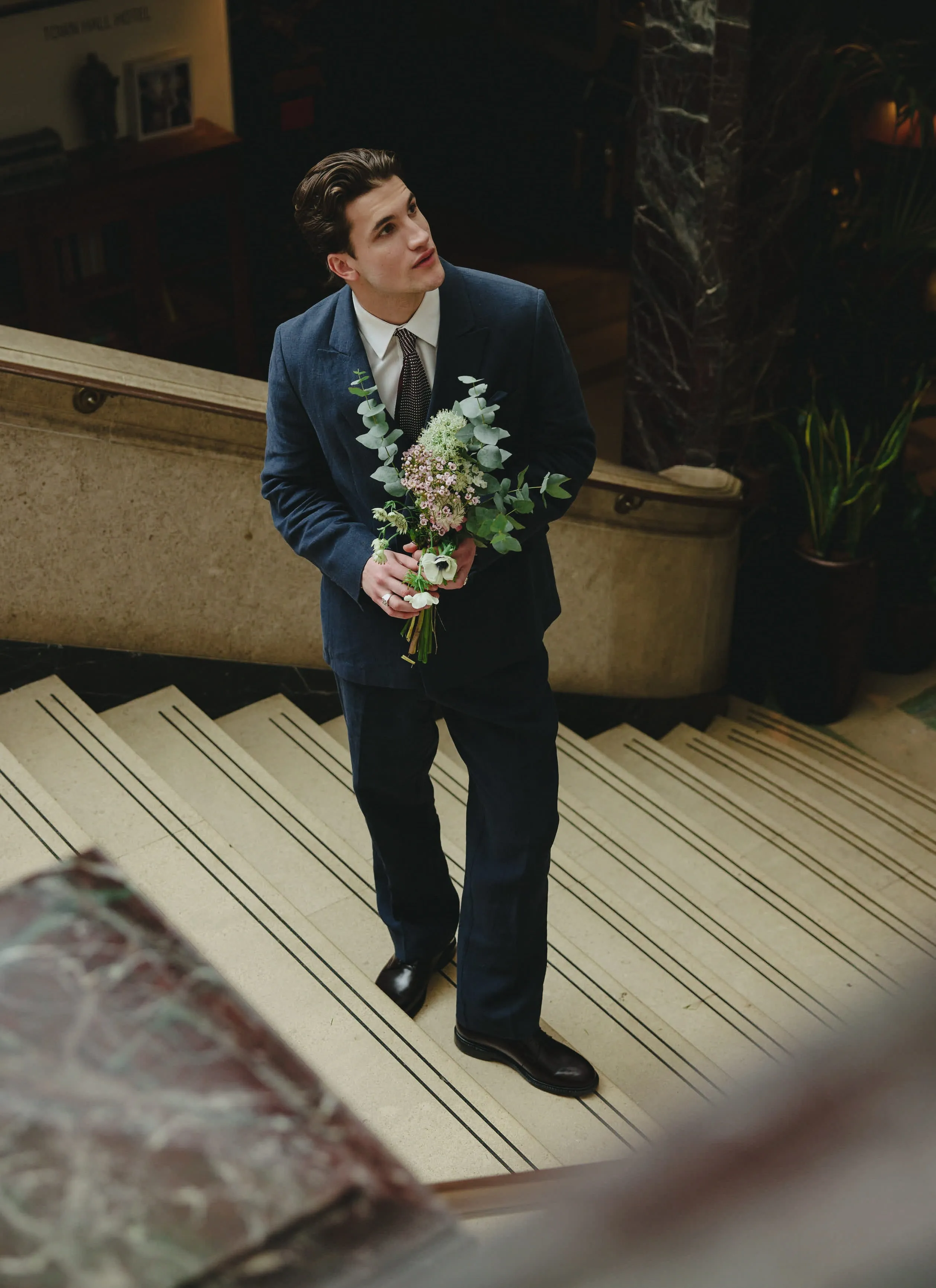 Clifton Double Breasted Blazer | Linen | Navy sold by Percival product image thumbnail 3
