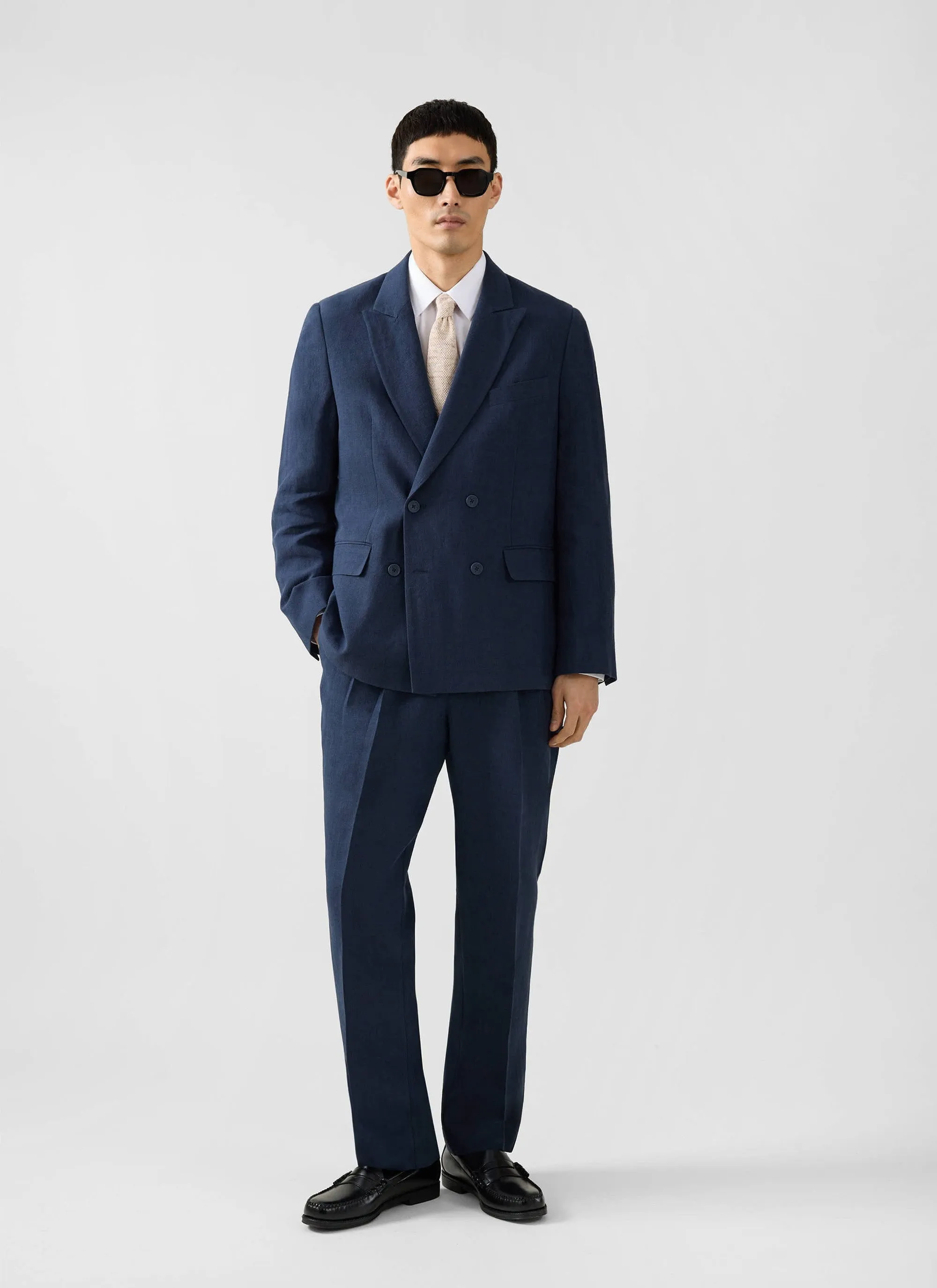 Clifton Double Breasted Blazer | Linen | Navy sold by Percival product image thumbnail 5