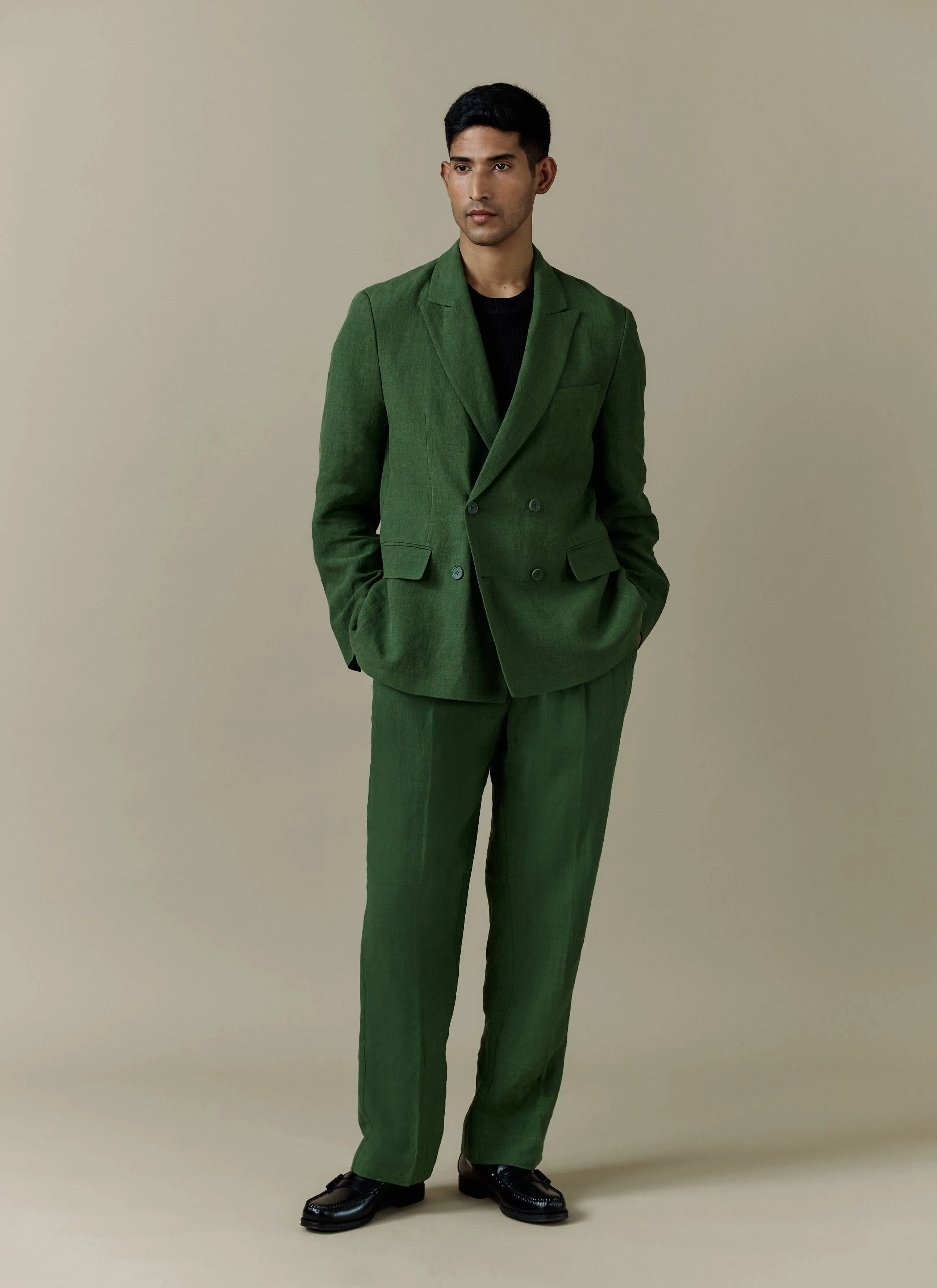 Clifton Double Breasted Blazer | Linen | Forest sold by Percival product image thumbnail 2