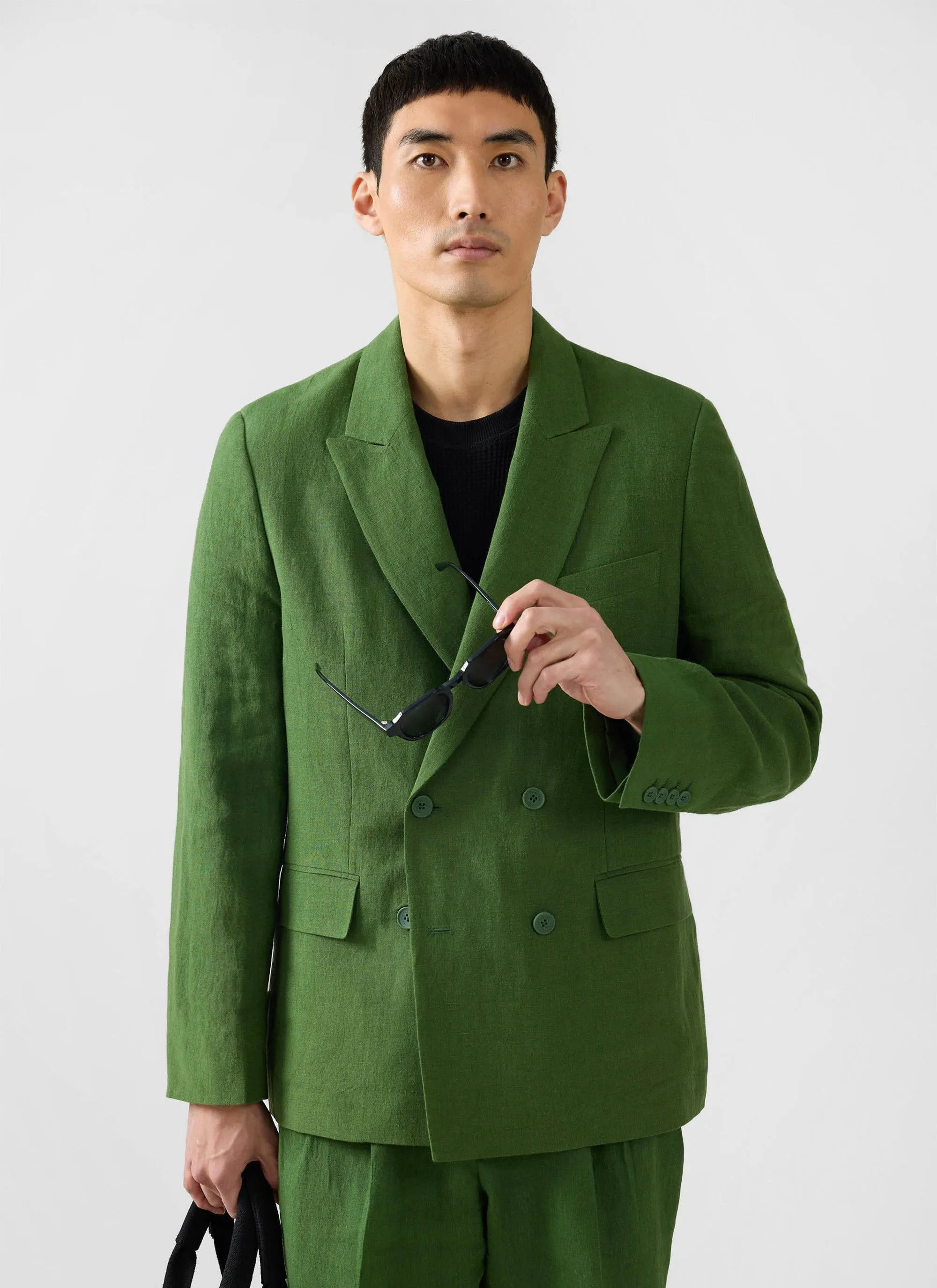 Clifton Double Breasted Blazer | Linen | Forest sold by Percival product image thumbnail 4