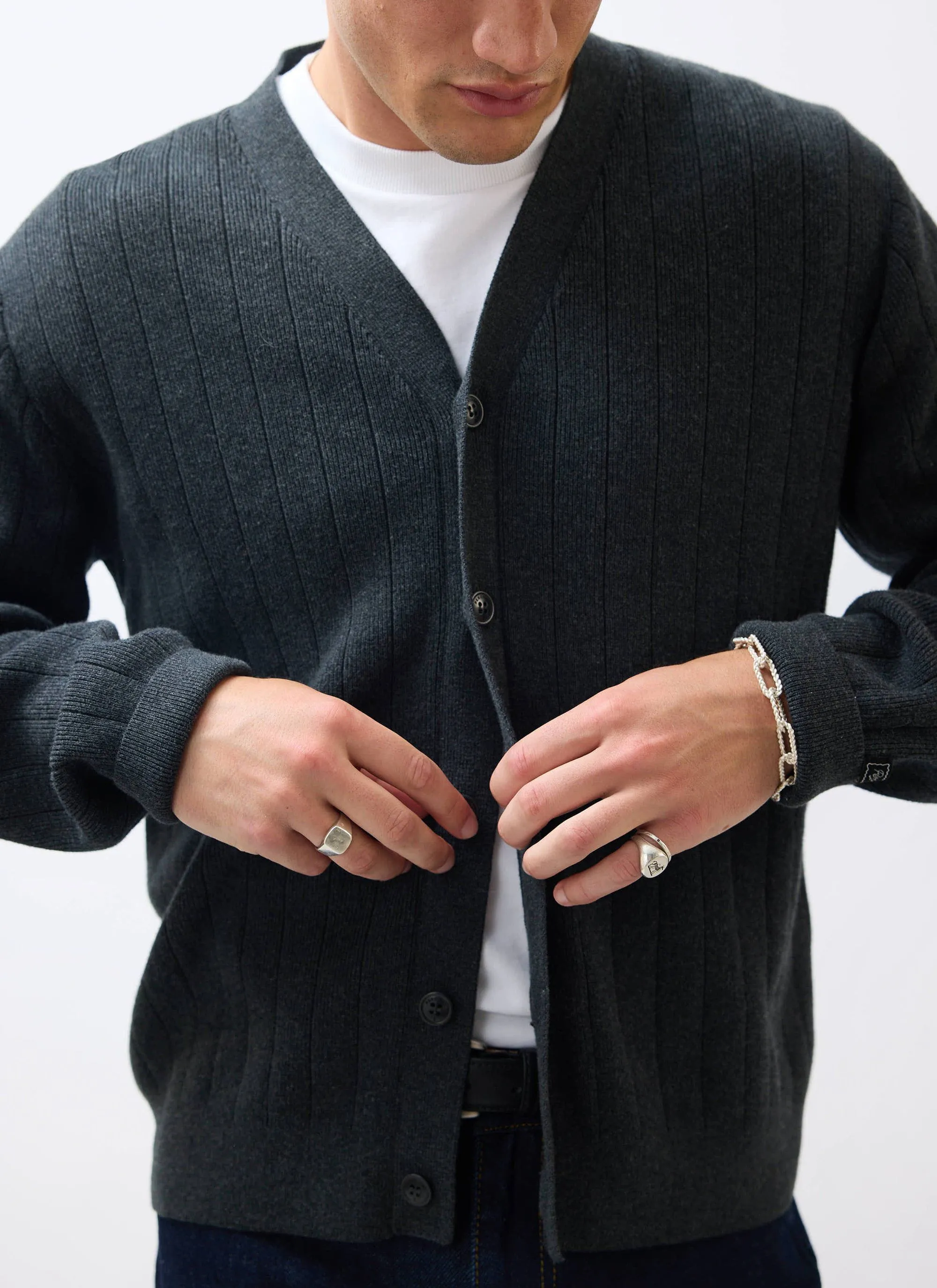 Editor Cardigan | Cotton | Grey sold by Percival product image thumbnail 5
