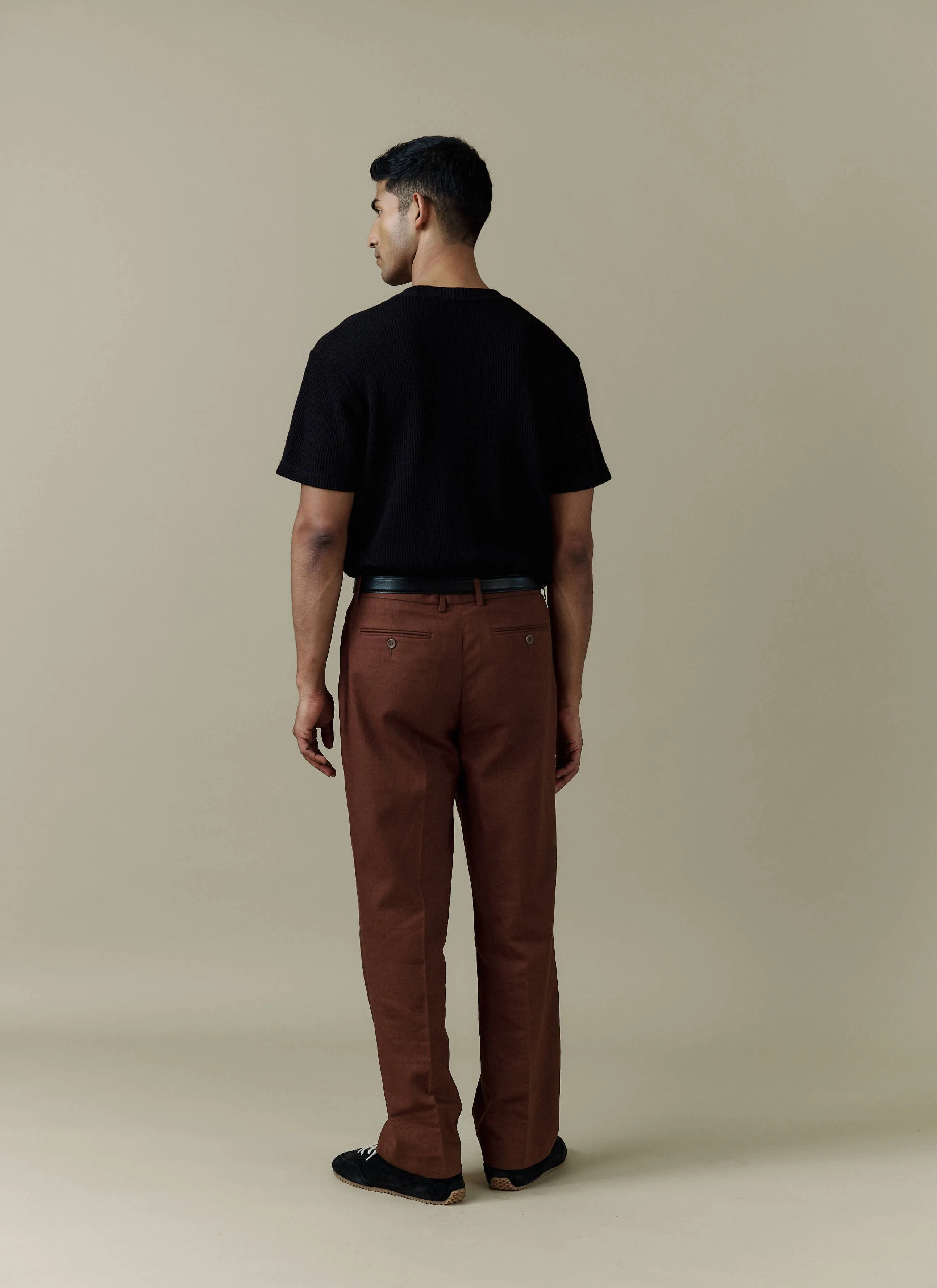 Pleated Tailored Trousers | Linen | Brown sold by Percival product image thumbnail 5