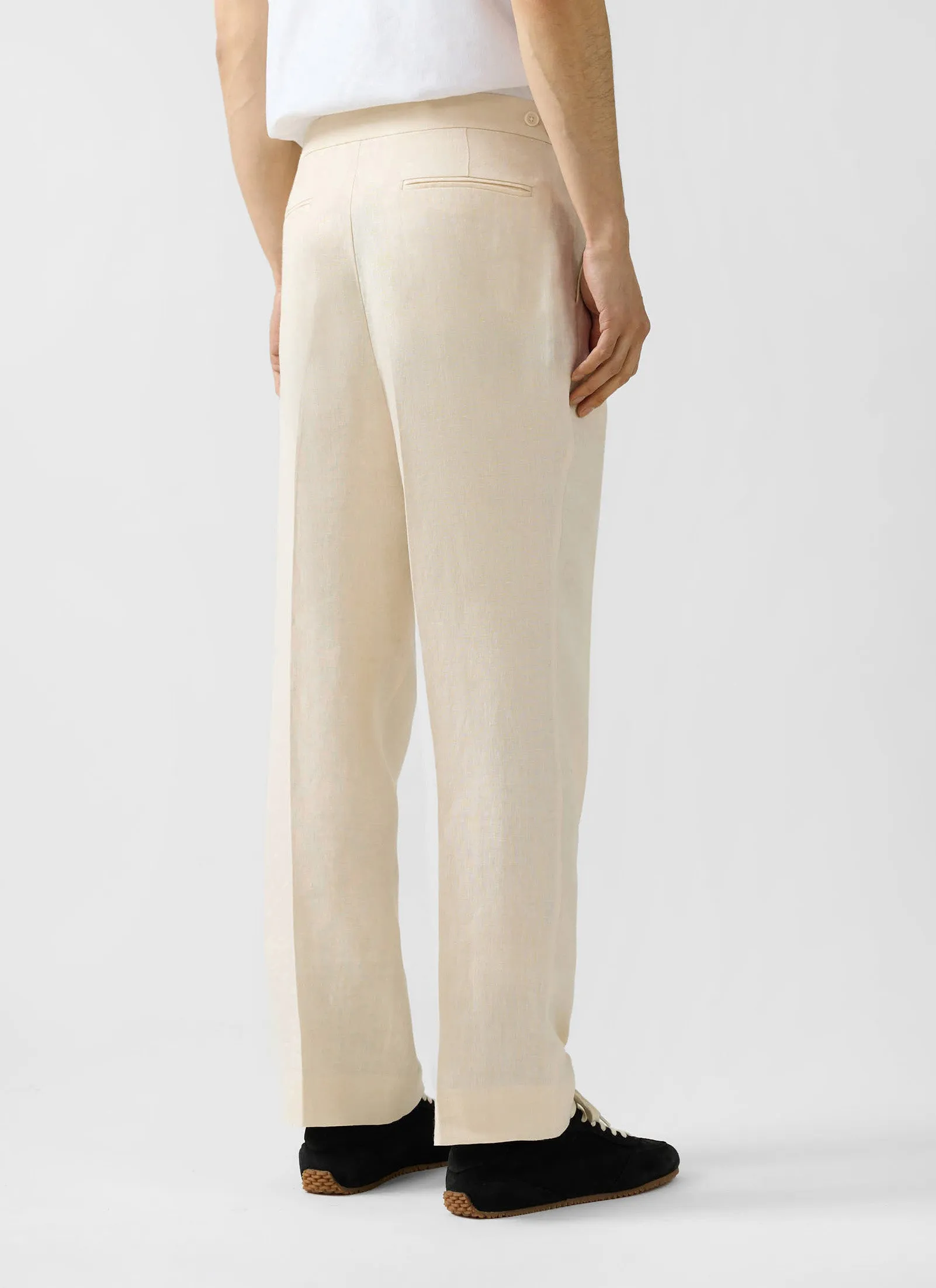 Pleated Tailored Trousers | Linen | Cream sold by Percival product image thumbnail 3