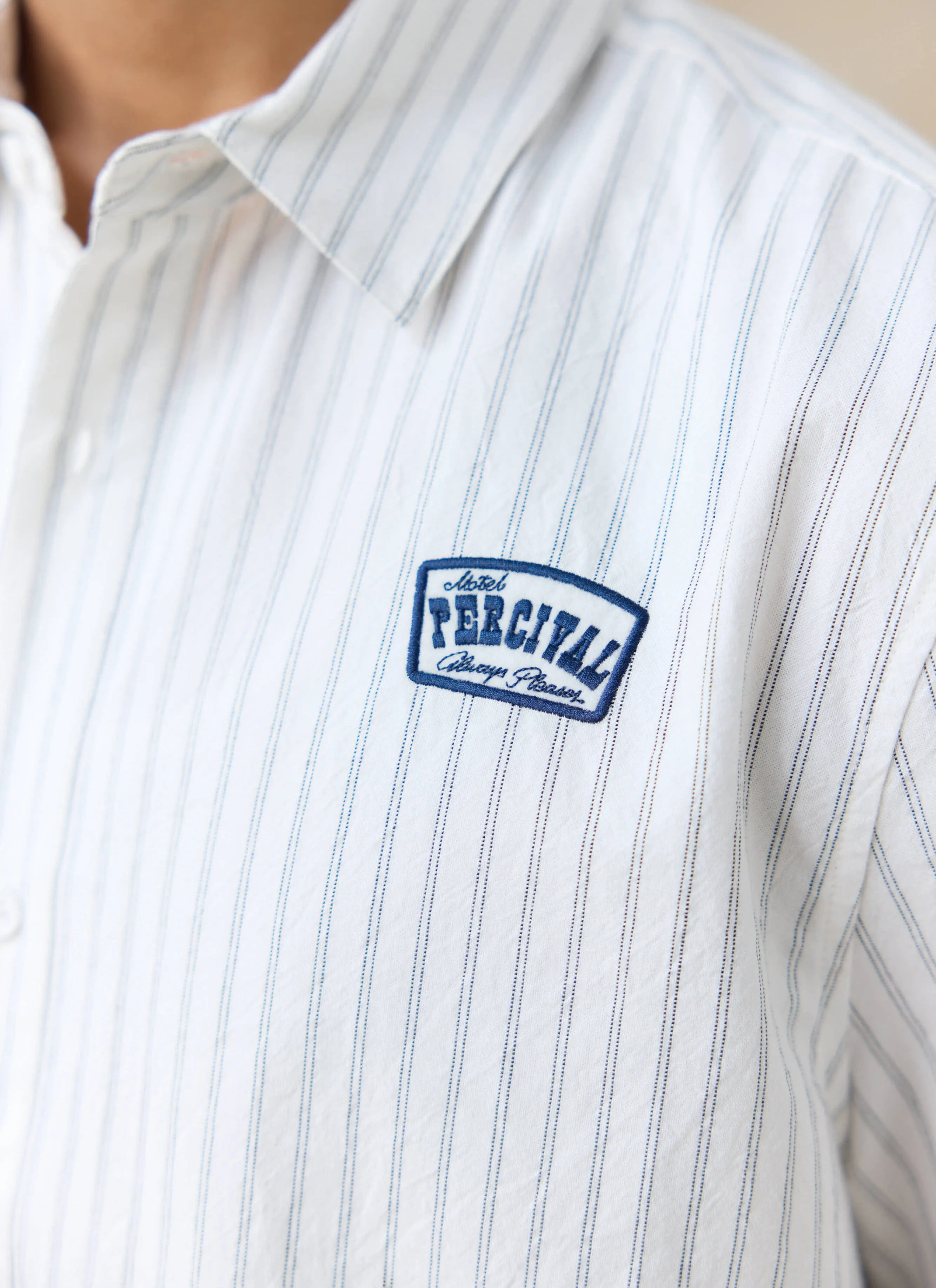 Lucia Embroidered Shirt | Cotton | Cream Stripe sold by Percival product image thumbnail 4