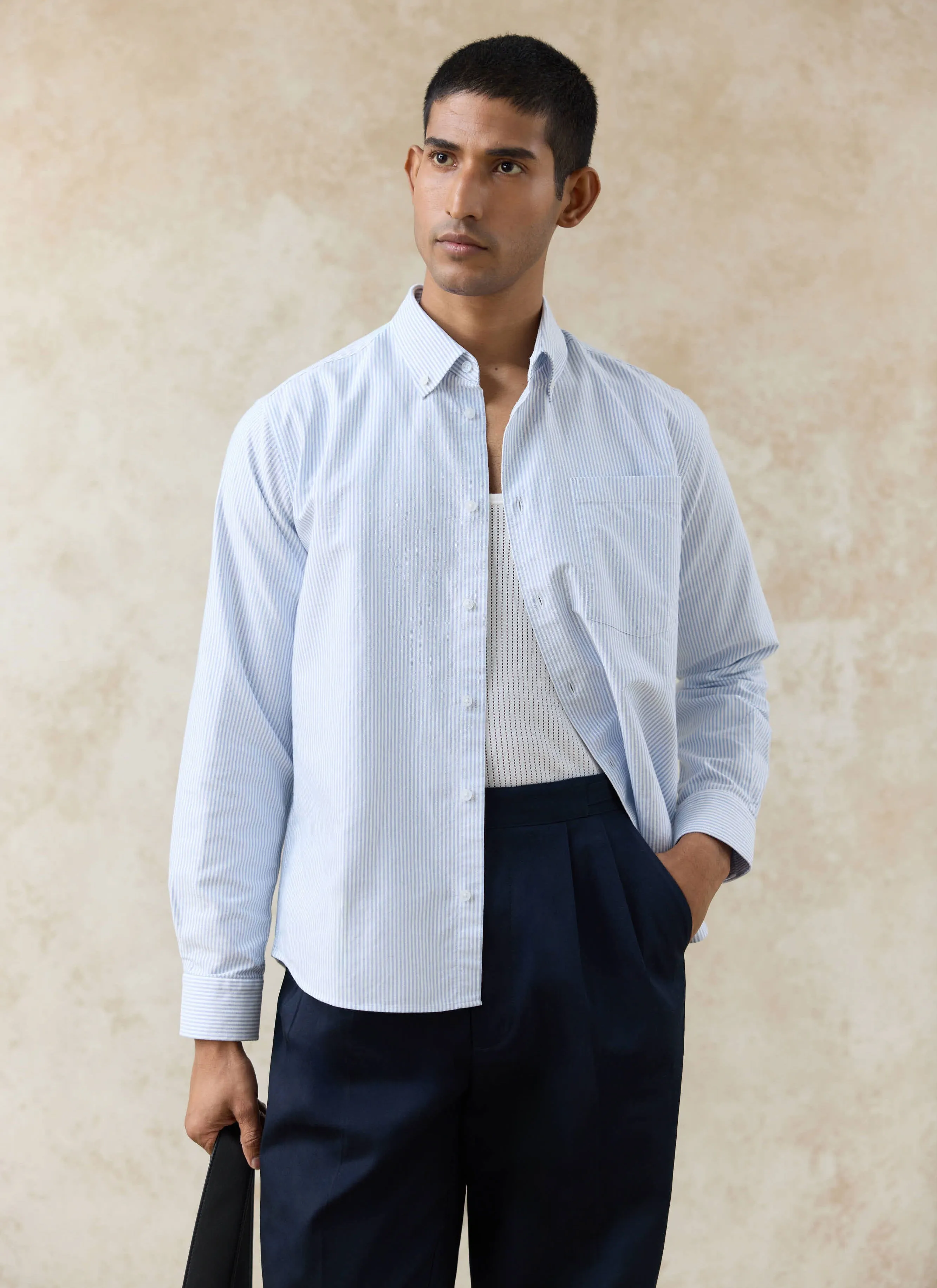 Striped Oxford Shirt | Cotton | Blue Stripe sold by Percival product image thumbnail 2