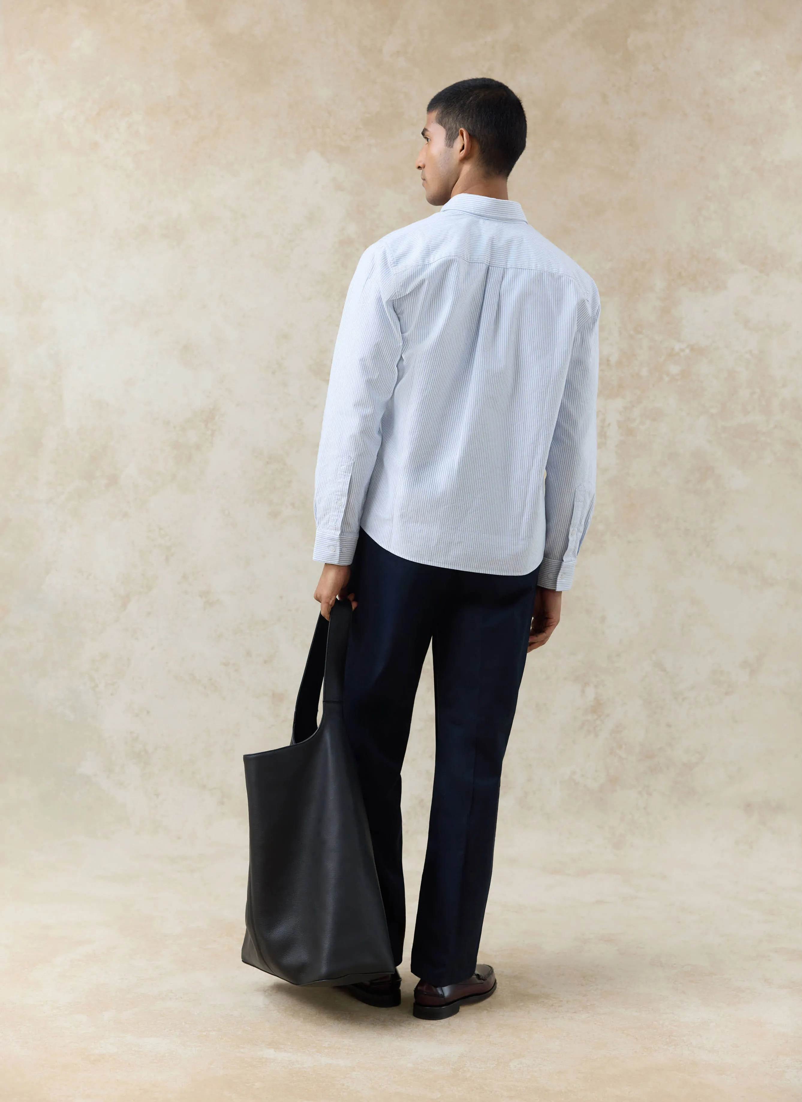 Striped Oxford Shirt | Cotton | Blue Stripe sold by Percival product image thumbnail 4