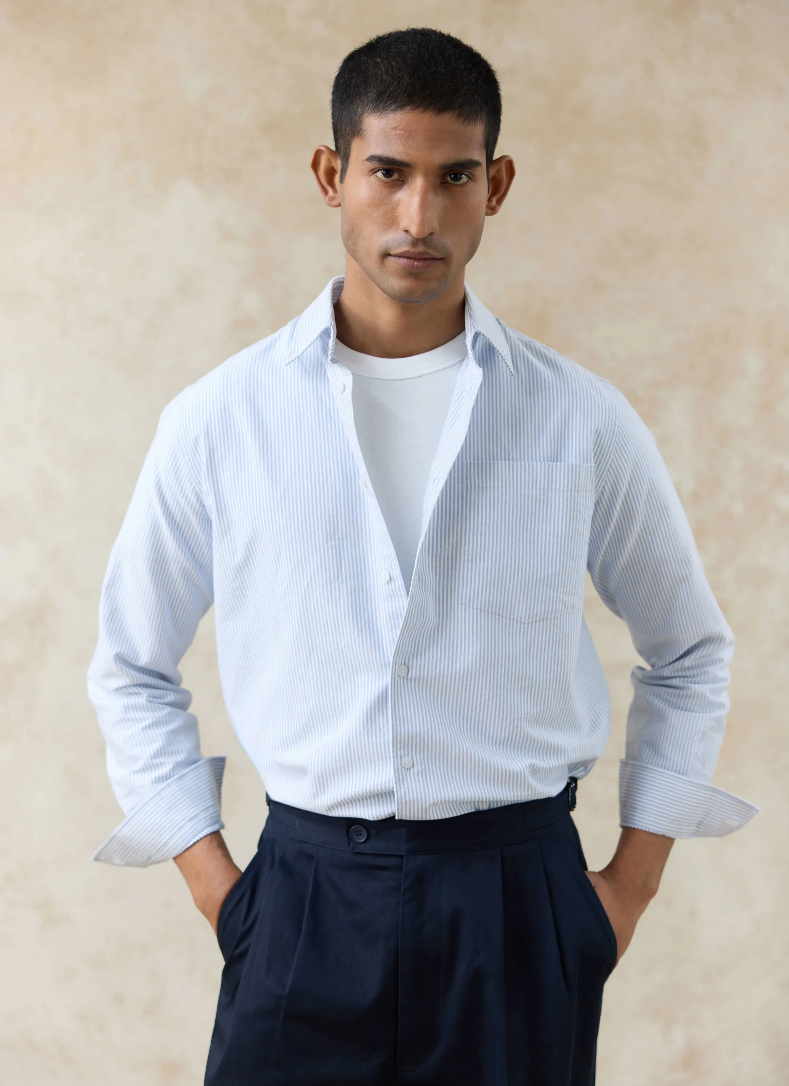 Striped Oxford Shirt | Cotton | Blue Stripe sold by Percival product image thumbnail 3