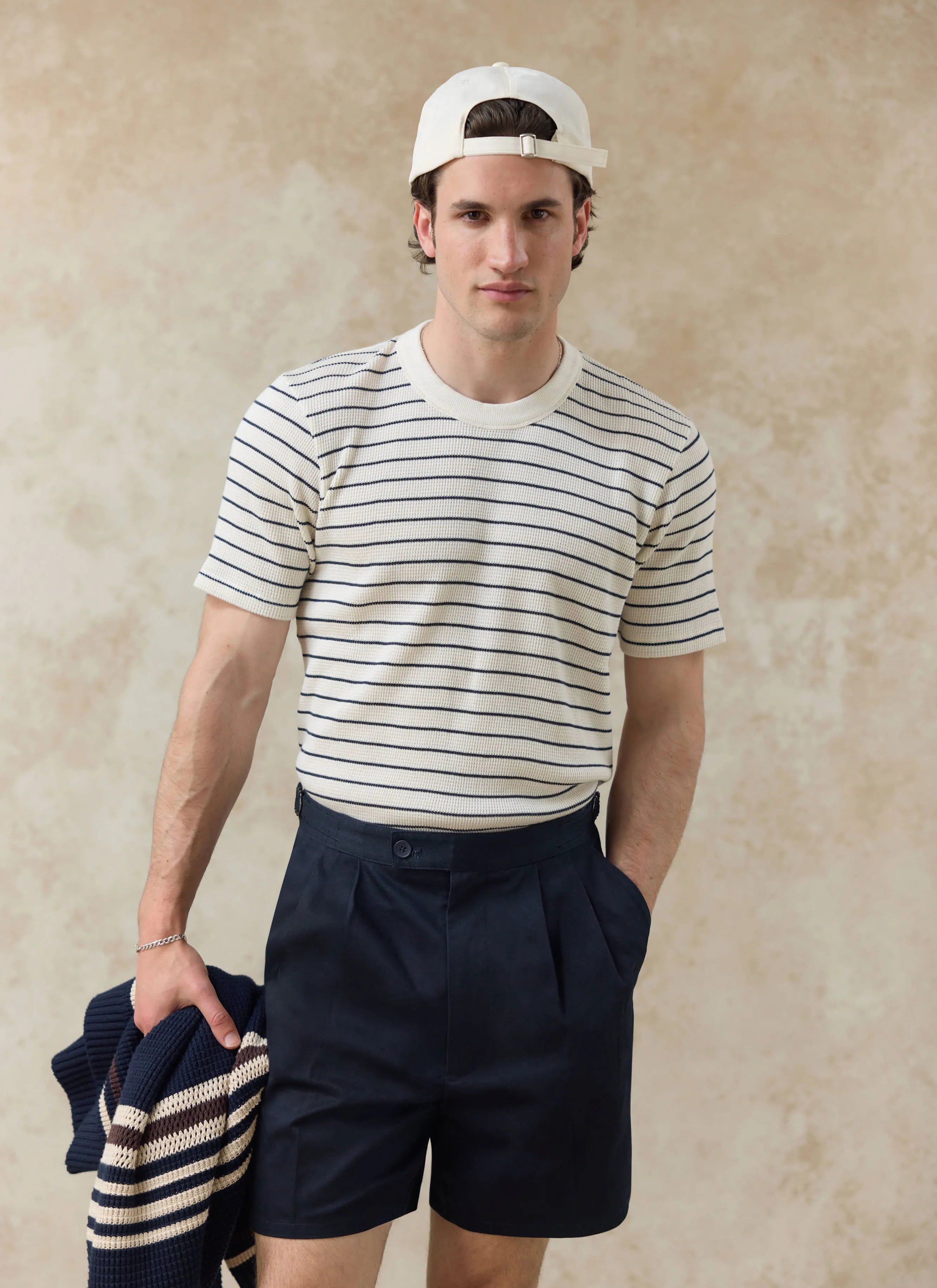 Ernie Waffle T Shirt | Organic Cotton | Cream Stripe sold by Percival product image thumbnail 3