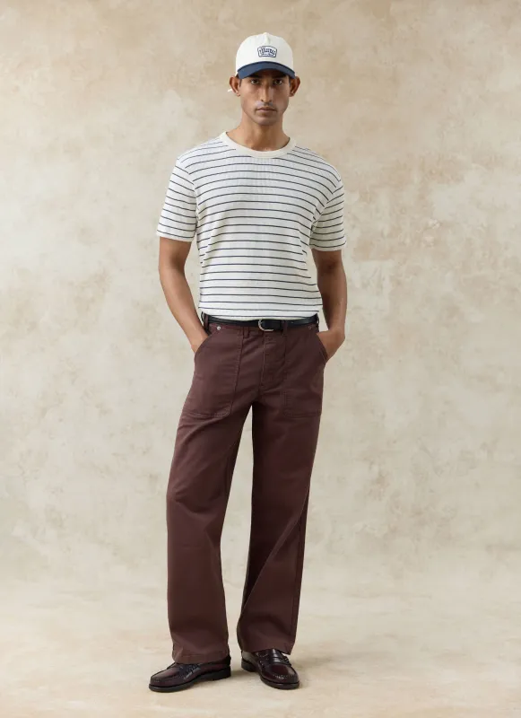 Ernie Waffle T Shirt | Organic Cotton | Cream Stripe made by Percival