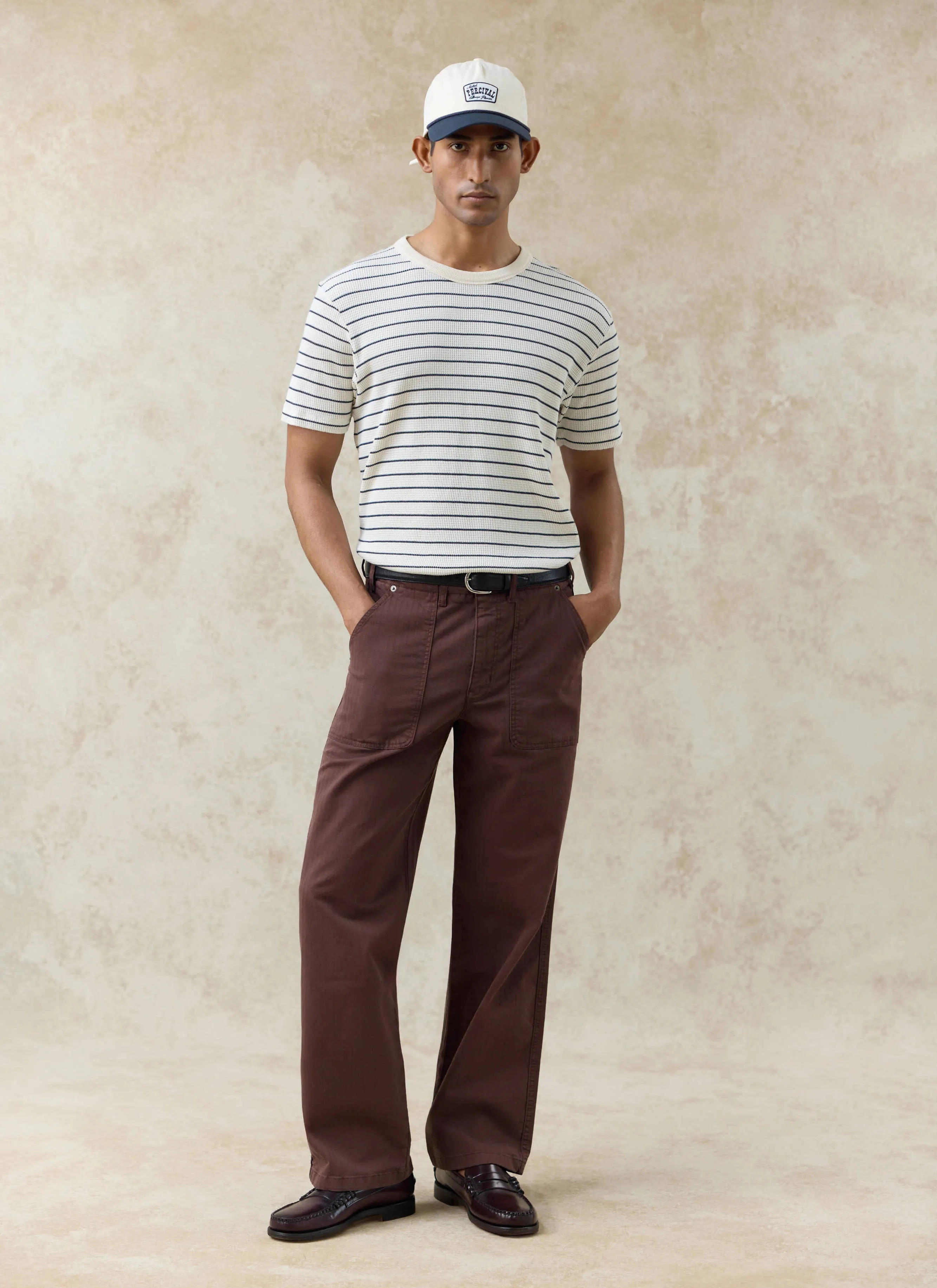 Ernie Waffle T Shirt | Organic Cotton | Cream Stripe sold by Percival